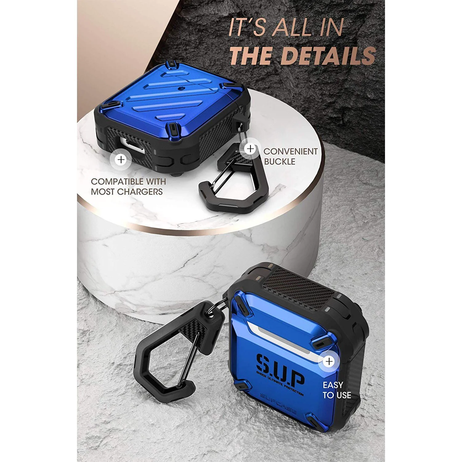 Apple AirPods 1 & 2 Unicorn Beetle Pro Rugged Case-Metallic Blue - Image 5