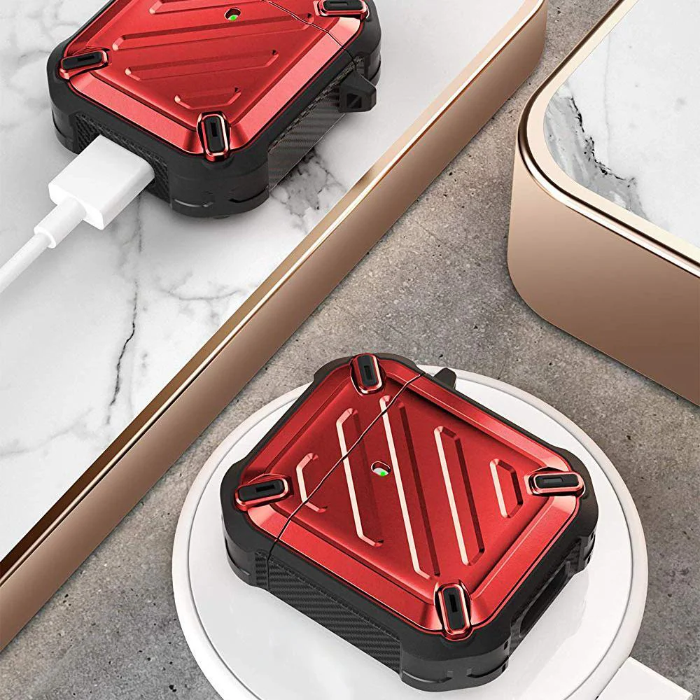 Apple AirPods 1 & 2 Unicorn Beetle Pro Rugged Case-Metallic Red - Image 6