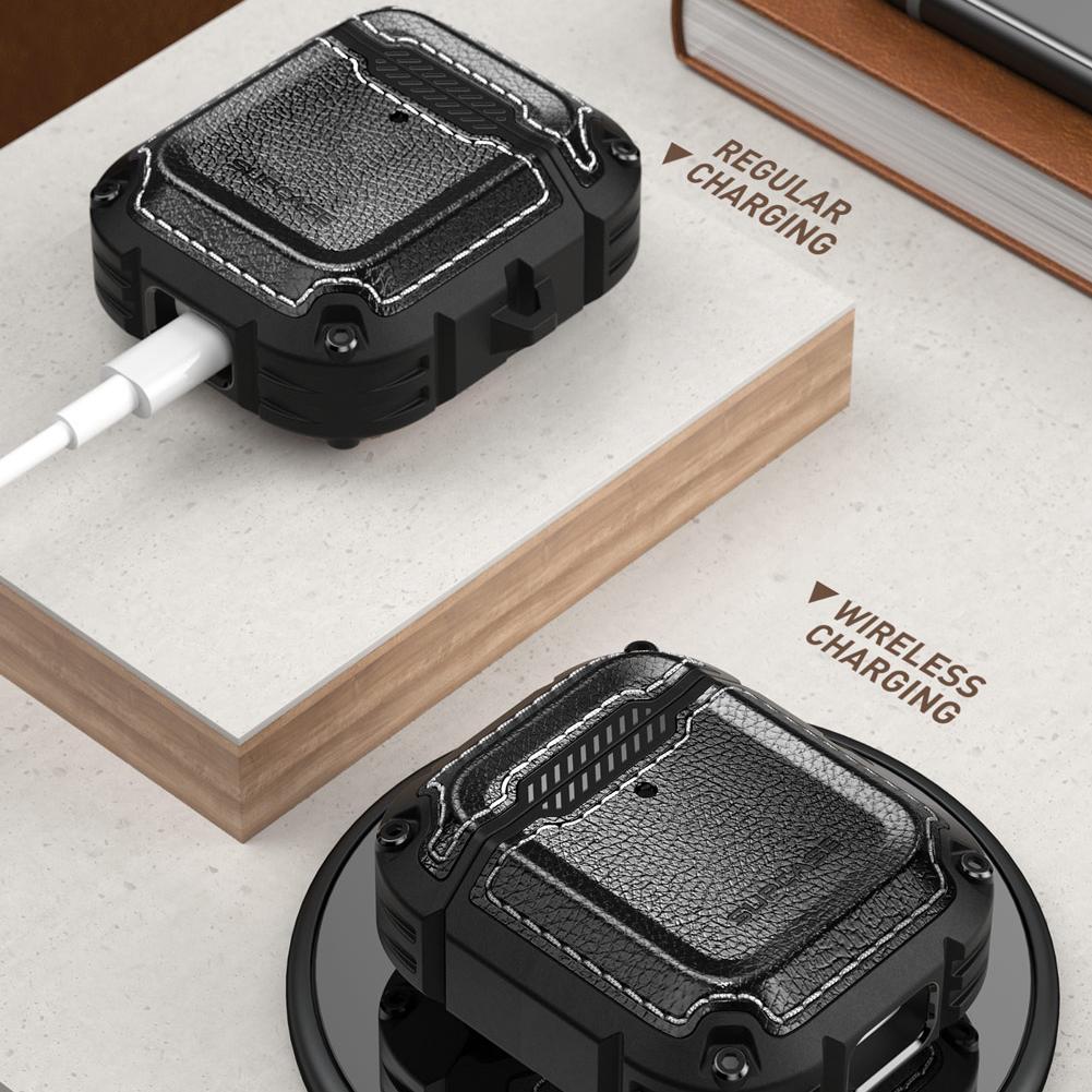 Apple AirPods 1 & 2 Unicorn Beetle Royal Rugged Leather Case-Black - Image 5