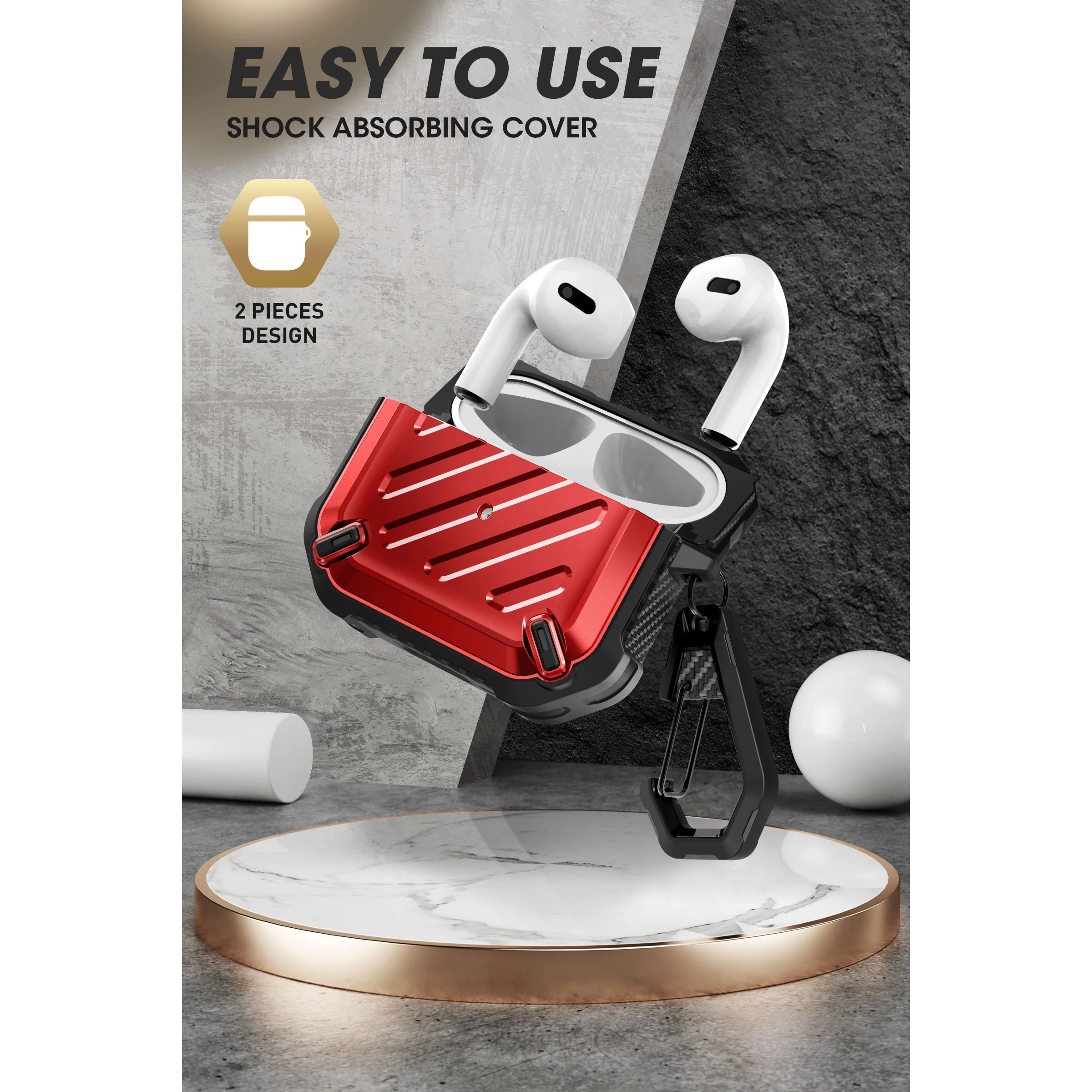 Apple AirPods 3 Unicorn Beetle PRO Rugged Case-Metallic Red - Image 4
