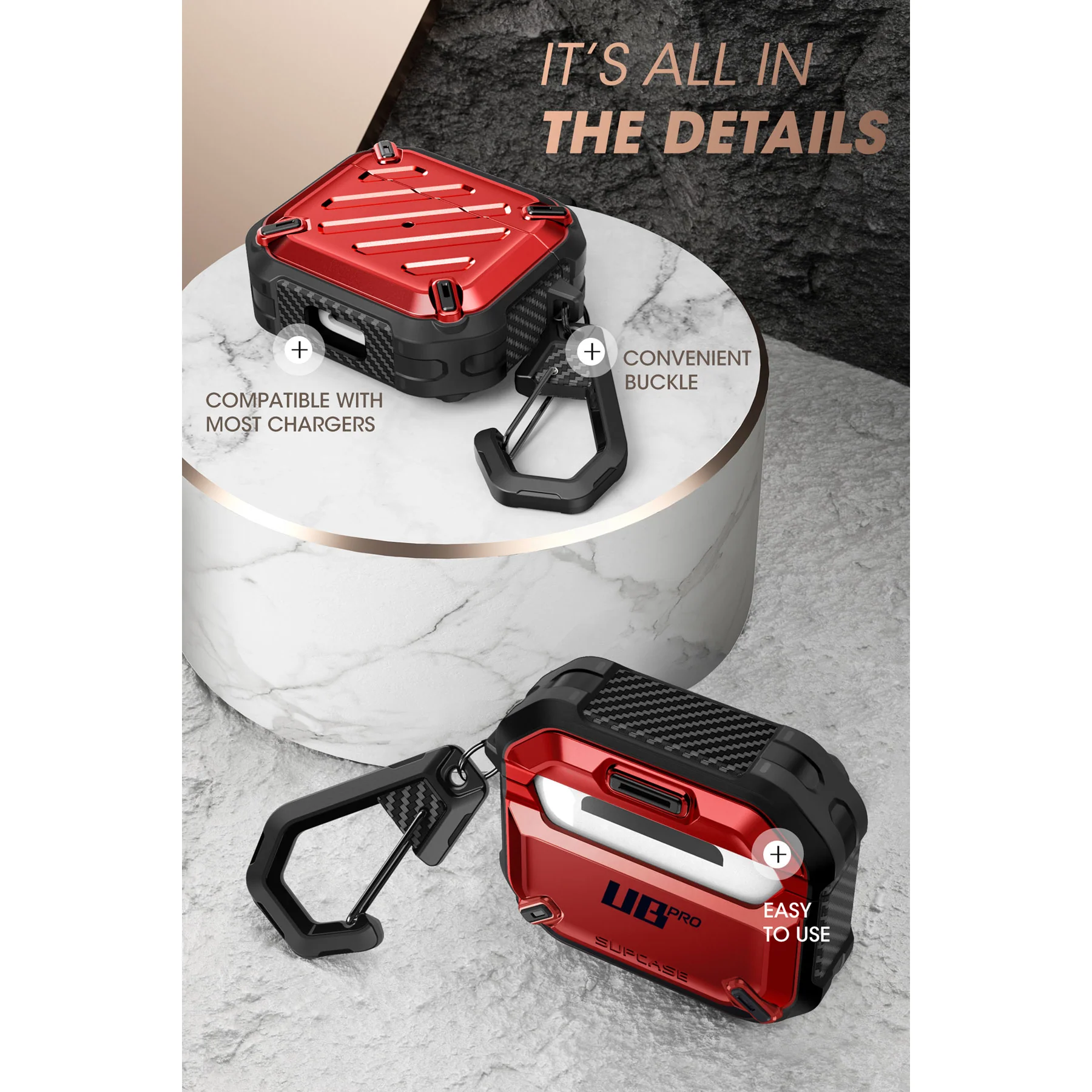 Apple AirPods 3 Unicorn Beetle PRO Rugged Case-Metallic Red - Image 6