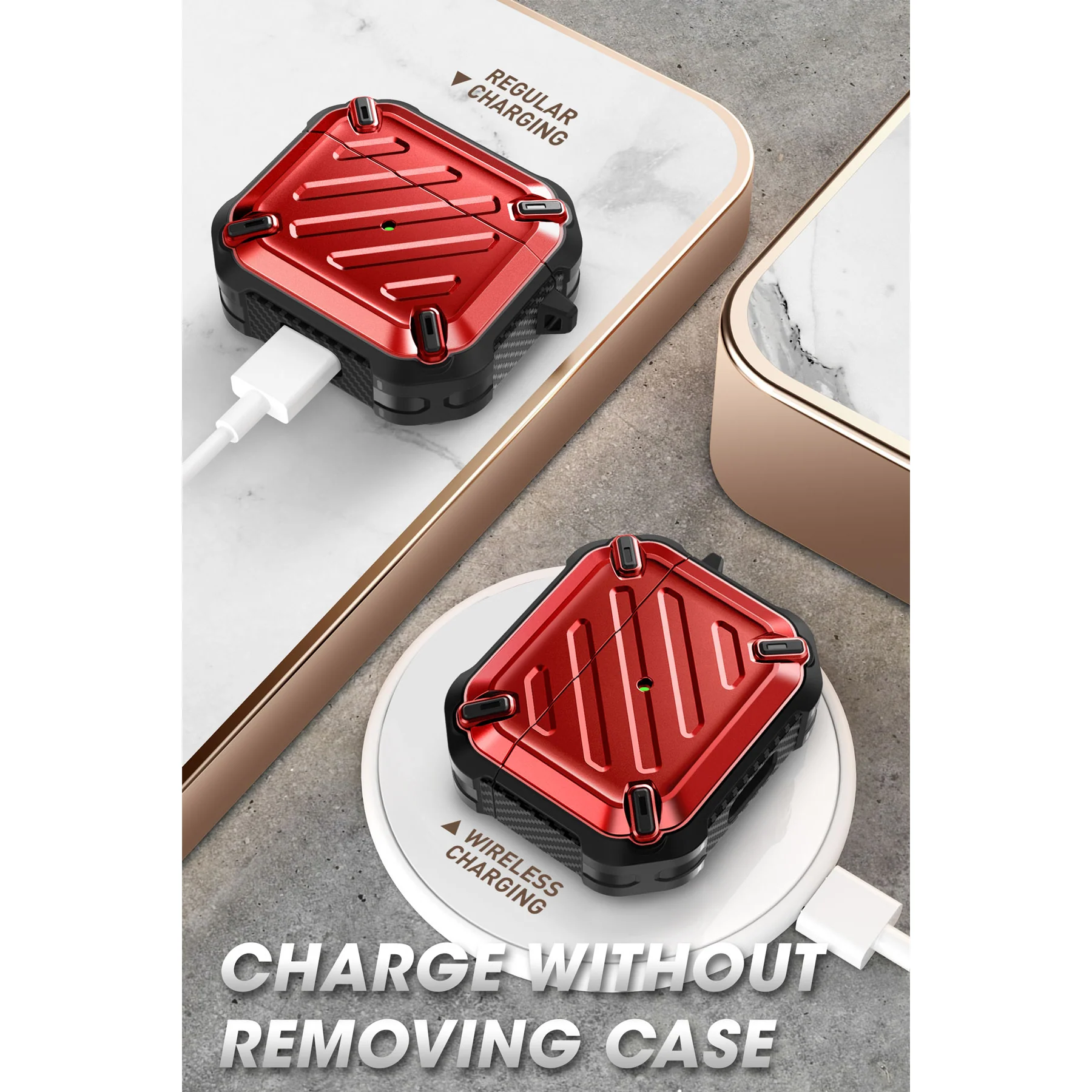 Apple AirPods 3 Unicorn Beetle PRO Rugged Case-Metallic Red - Image 7
