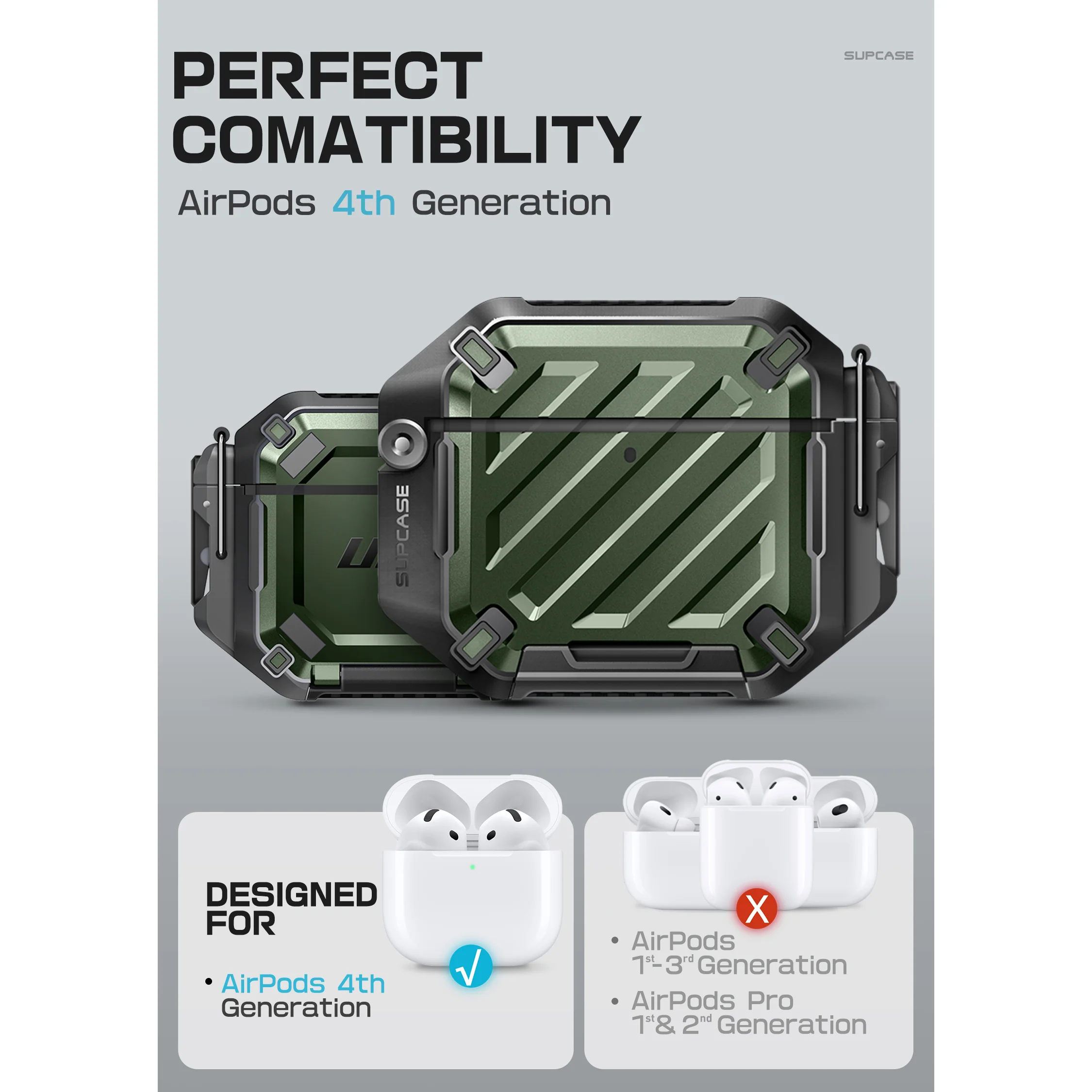 Apple AirPods 4 Unicorn Beetle PRO Rugged Case-Dark Green - Image 4