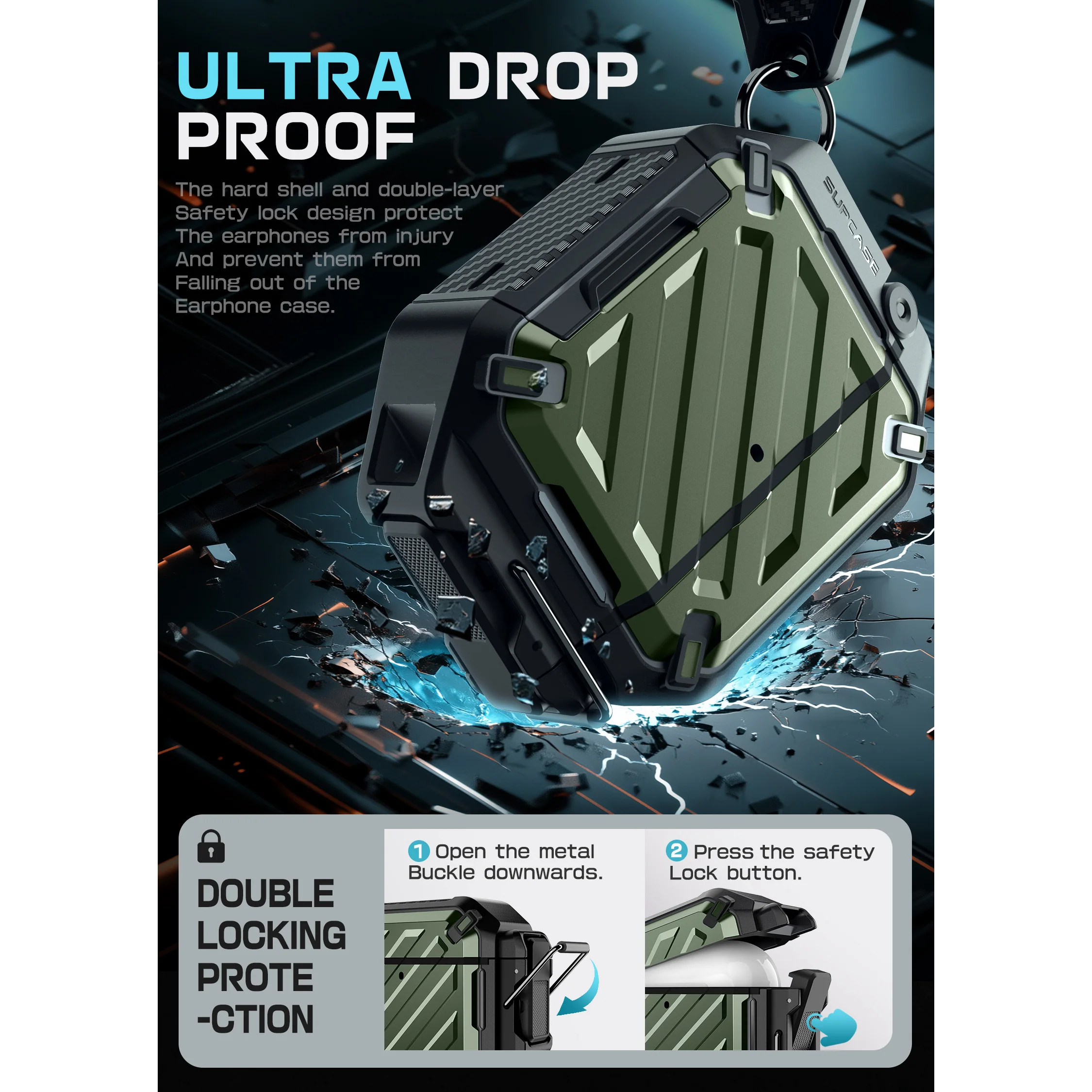 Apple AirPods 4 Unicorn Beetle PRO Rugged Case-Dark Green - Image 7