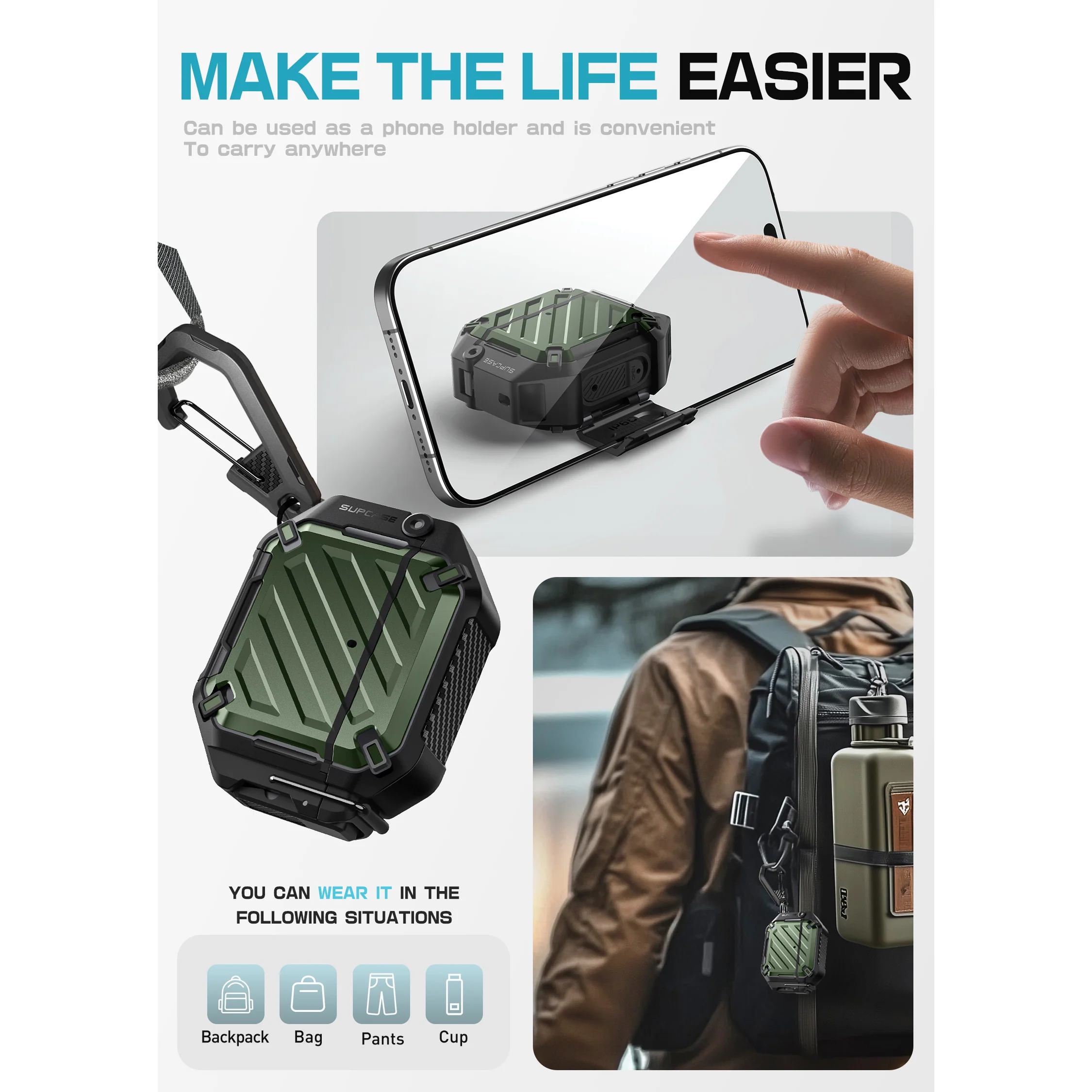 Apple AirPods 4 Unicorn Beetle PRO Rugged Case-Dark Green - Image 9