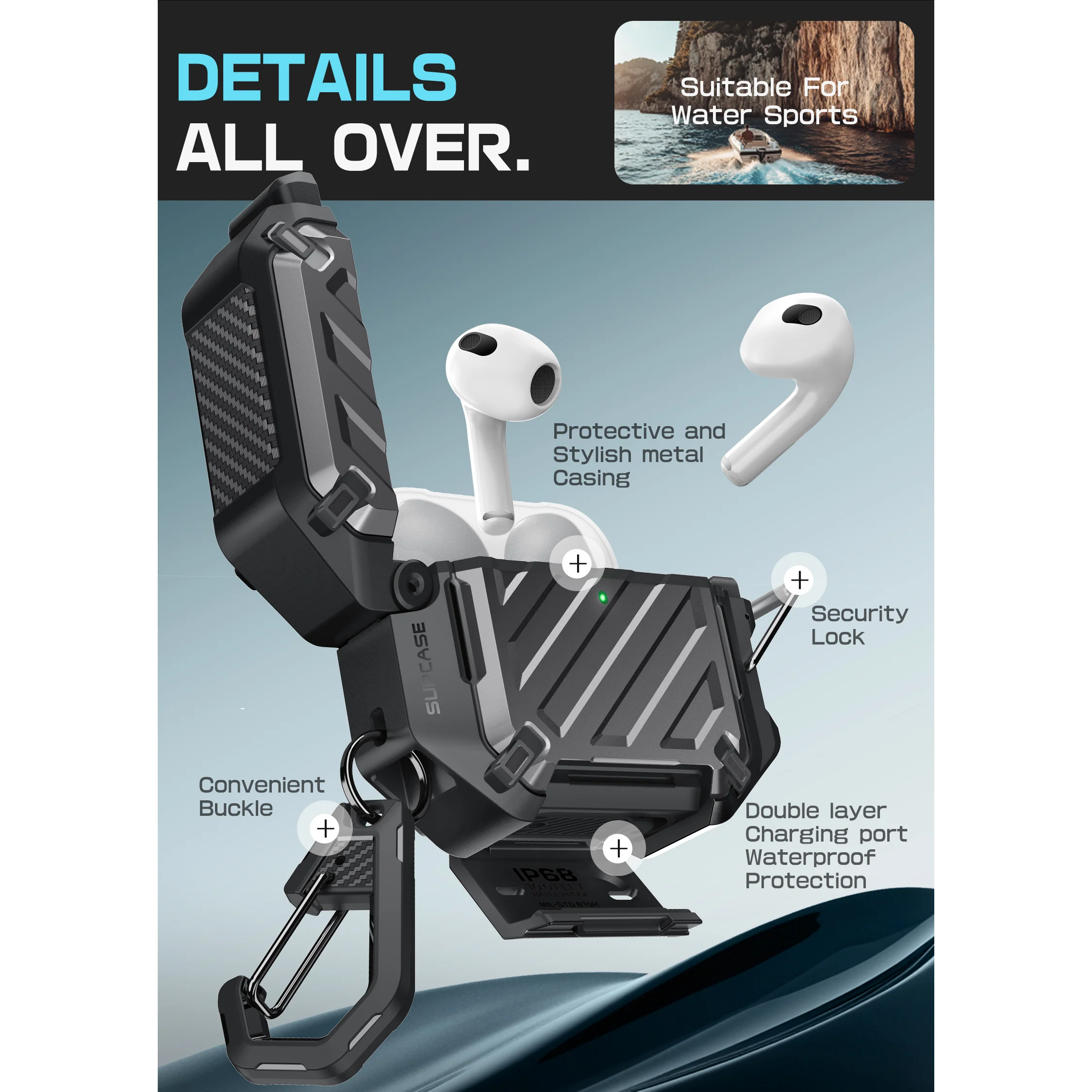 Apple AirPods 4 Unicorn Beetle PRO Rugged Case-Black - Image 5