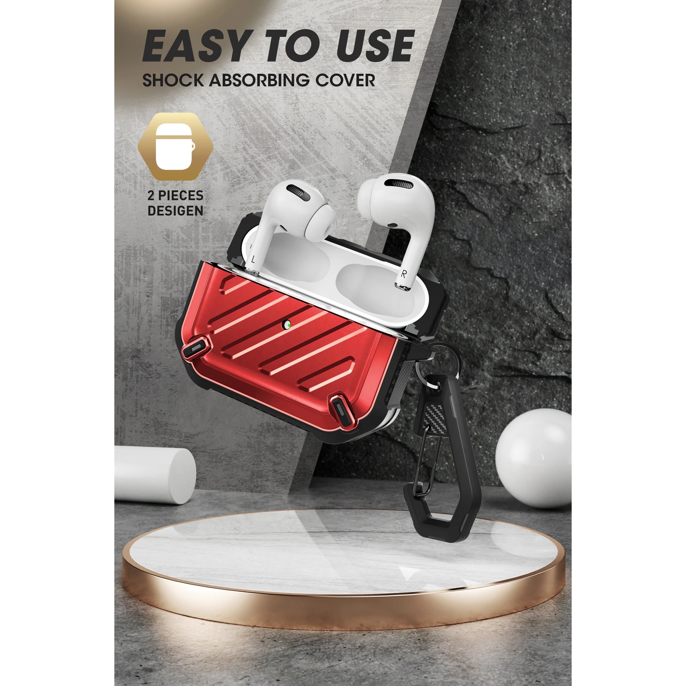 Apple AirPods Pro 2 Unicorn Beetle PRO Rugged Case-Metallic Red - Image 4