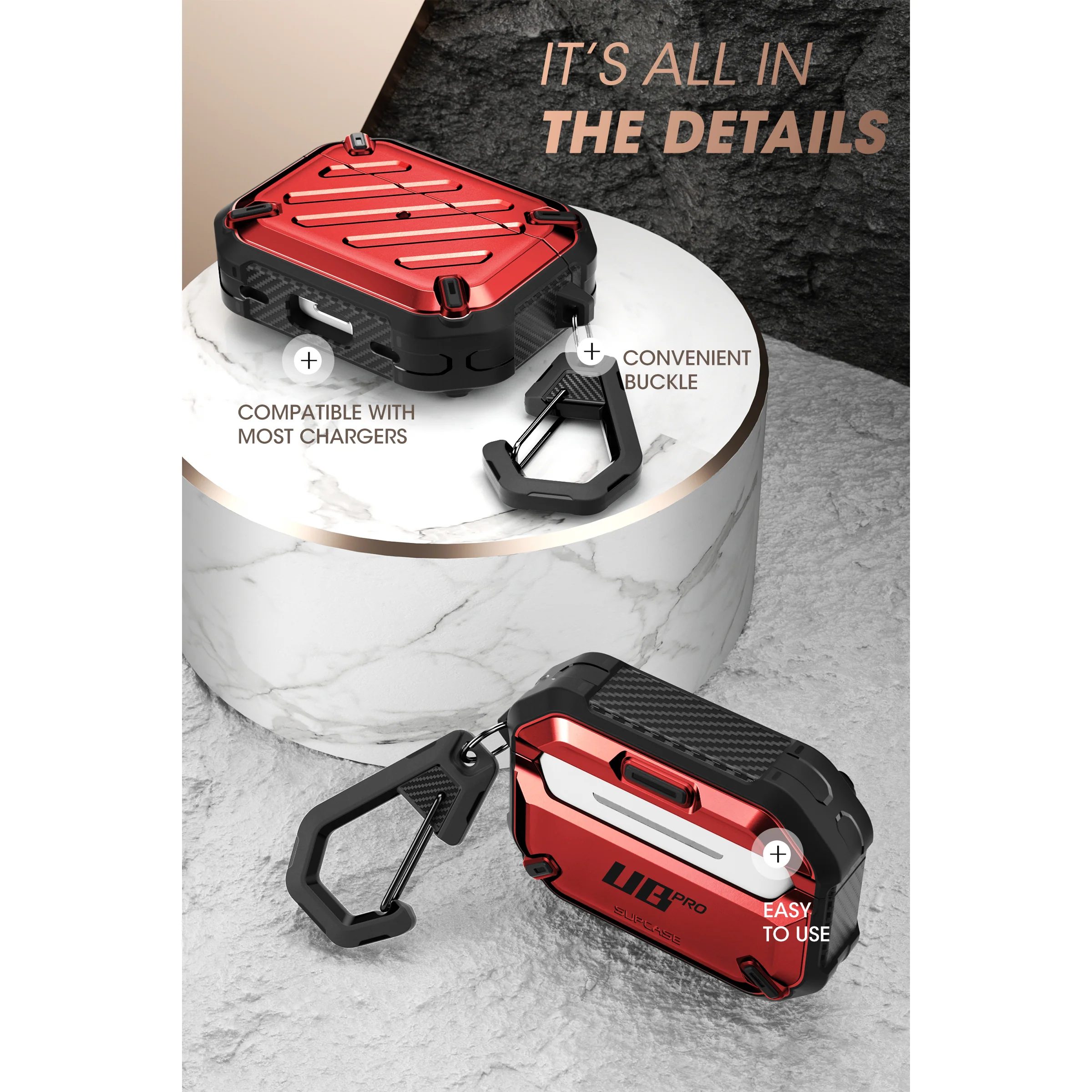 Apple AirPods Pro 2 Unicorn Beetle PRO Rugged Case-Metallic Red - Image 6