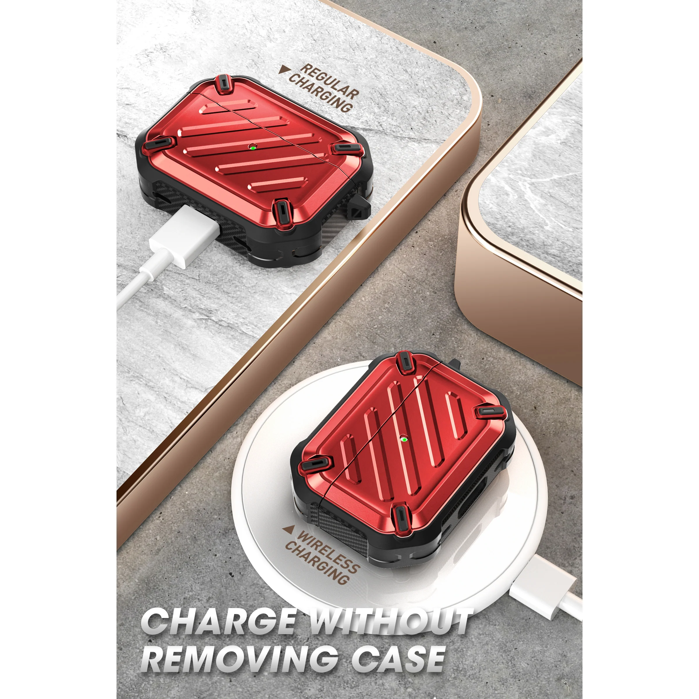 Apple AirPods Pro 2 Unicorn Beetle PRO Rugged Case-Metallic Red - Image 7