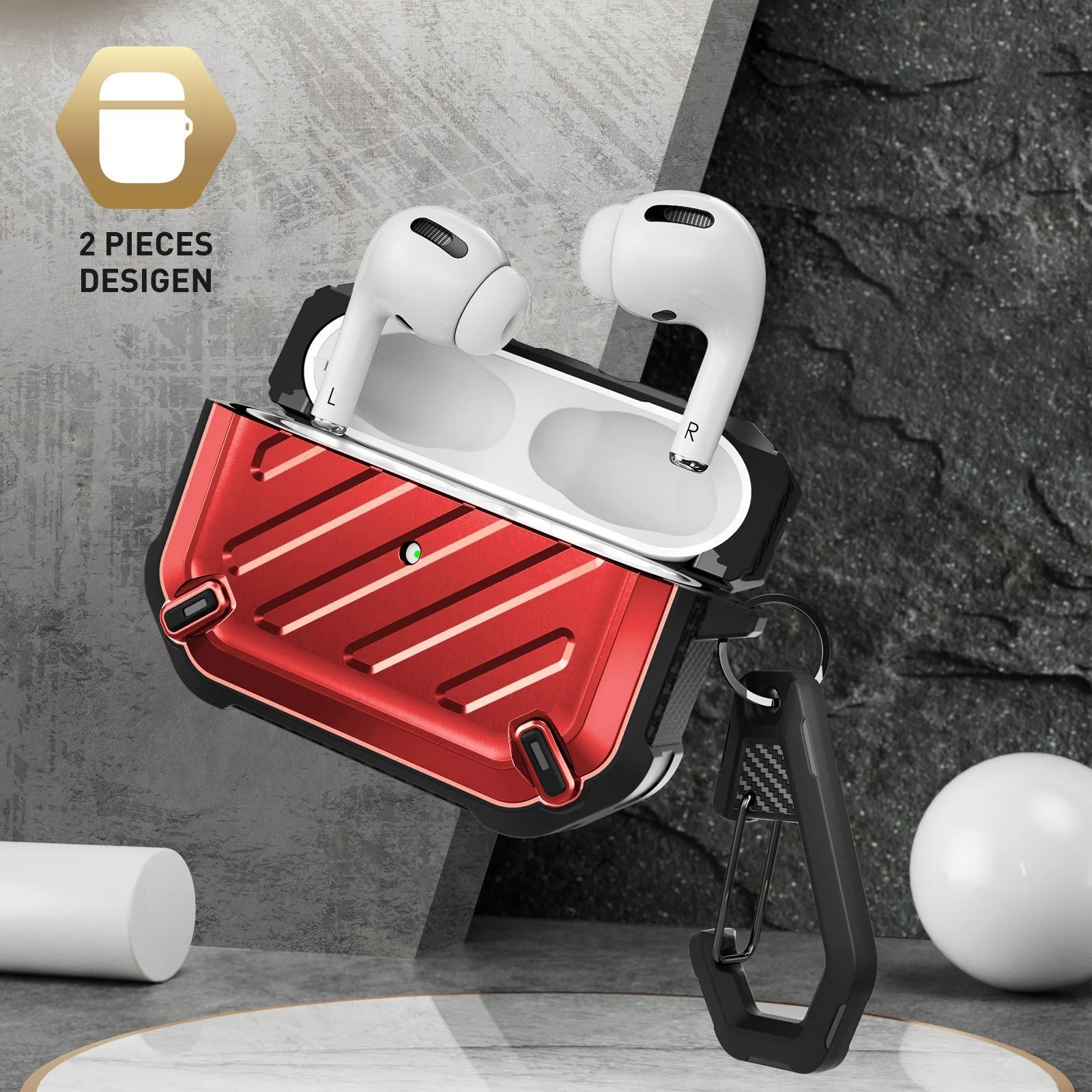 Apple AirPods Pro Unicorn Beetle Pro Rugged Case-Metallic Red - Image 3