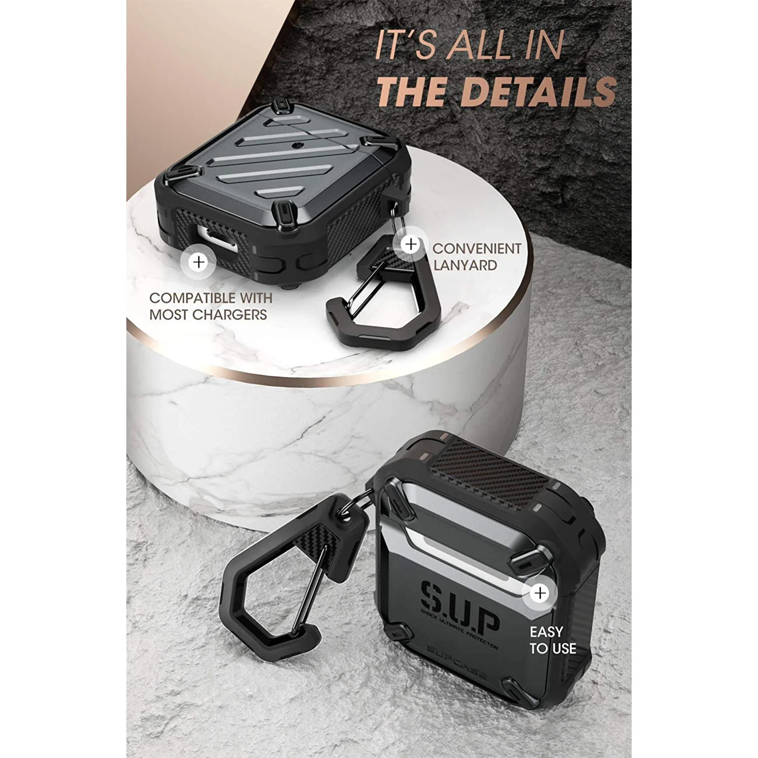 Apple AirPods 1 & 2 Unicorn Beetle Pro Rugged Case-Black - Image 5