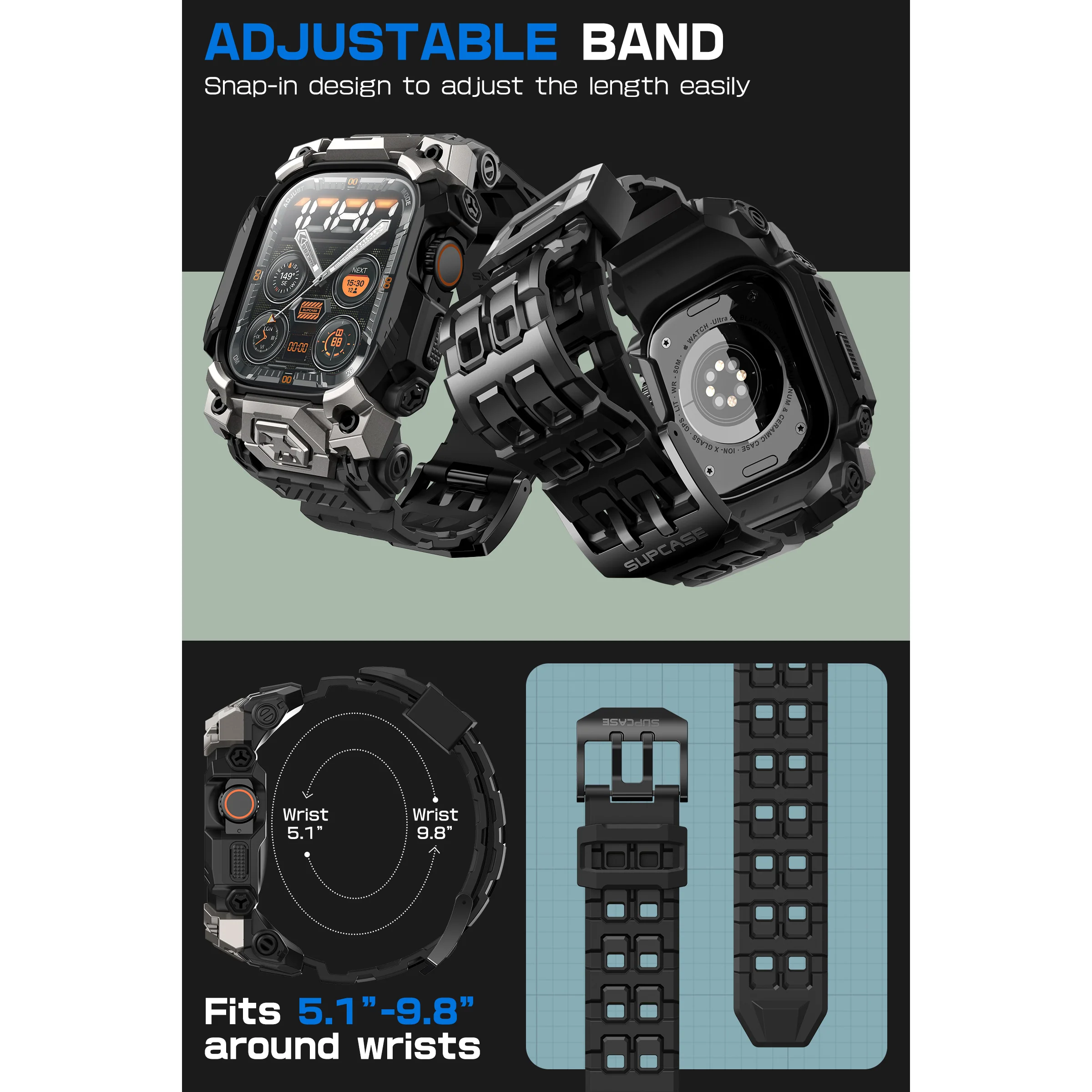 Apple Watch UB Ore Wristband Case (49mm)-Black - Image 6