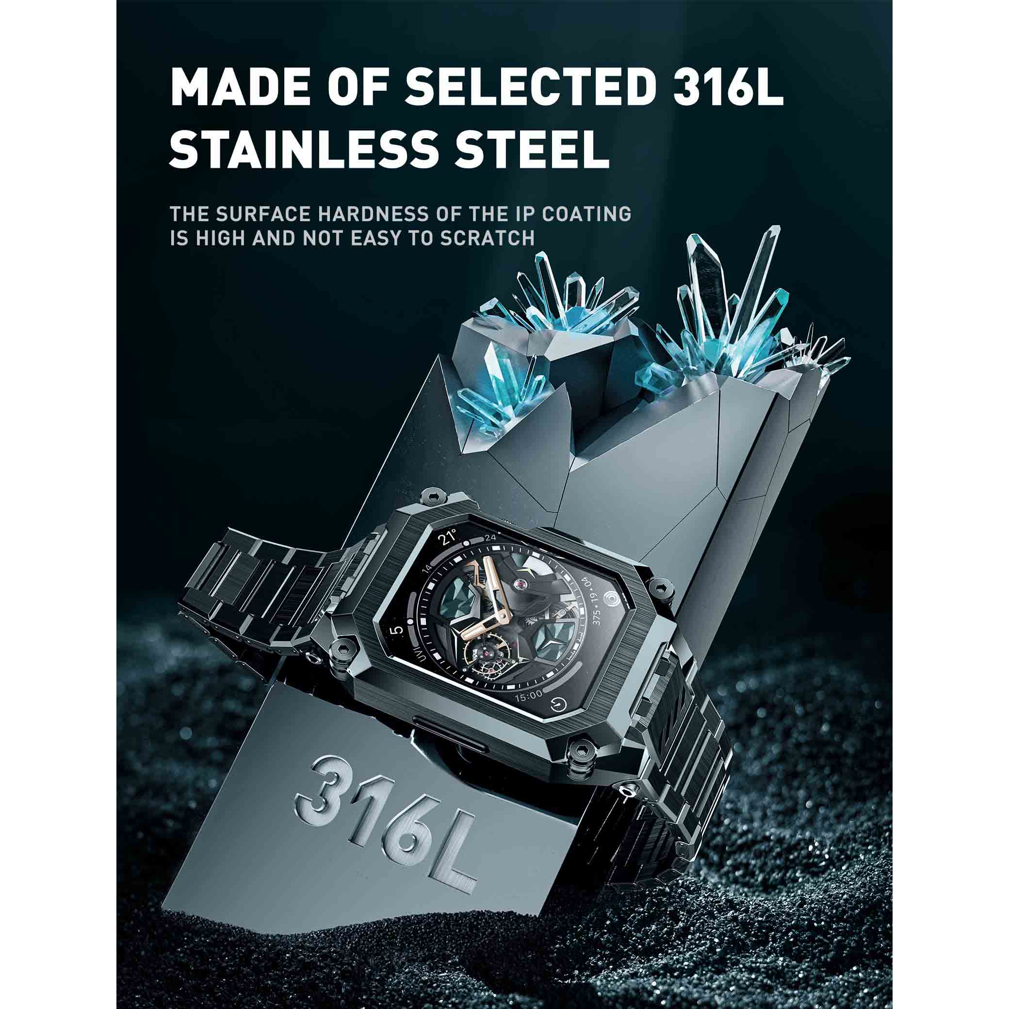 UB Steel Stainless Steel Apple Watchband-Black - Image 8