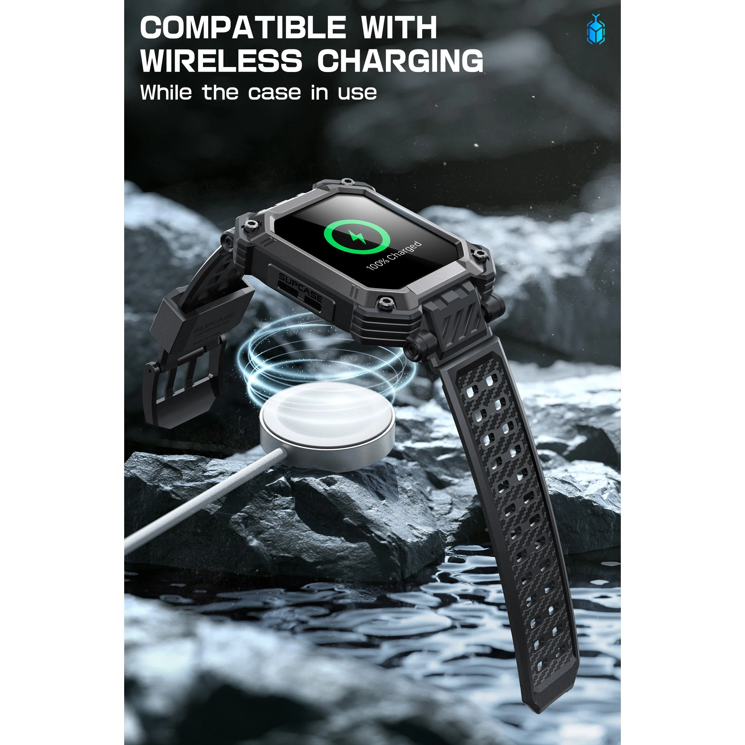 Apple Watch Unicorn Beetle PRO GLASS Rugged Wristband Case with Tempered Glass Screen Protector 45mm(open box)-Black - Image 11