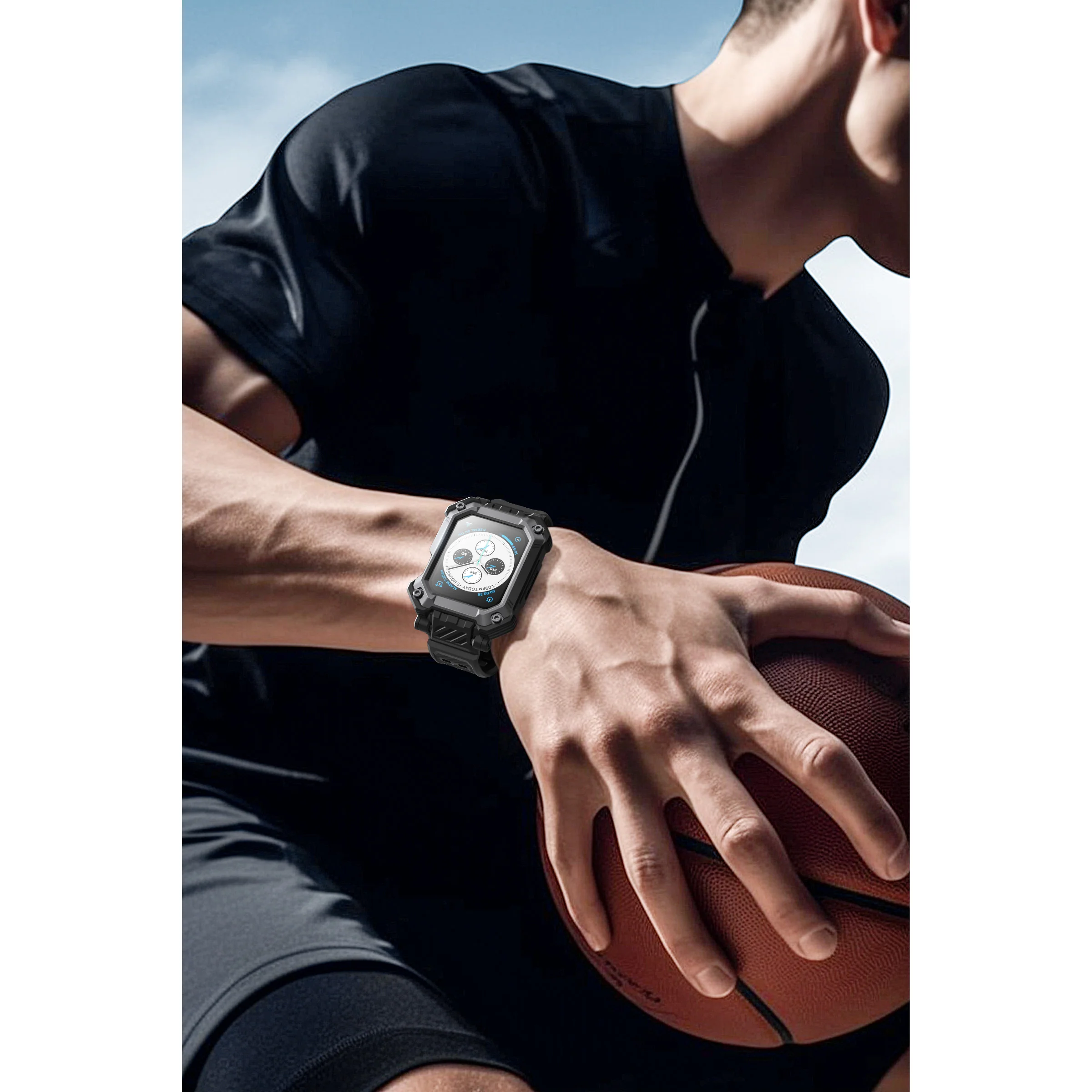Apple Watch Unicorn Beetle PRO GLASS Rugged Wristband Case with Tempered Glass Screen Protector 45mm-Black - Image 13