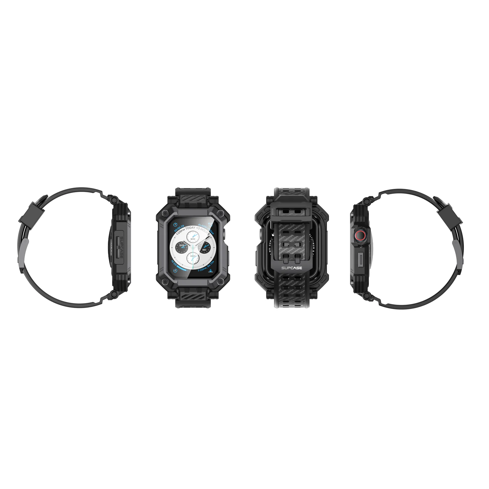 Apple Watch Unicorn Beetle PRO GLASS Rugged Wristband Case with Tempered Glass Screen Protector 45mm-Black - Image 6