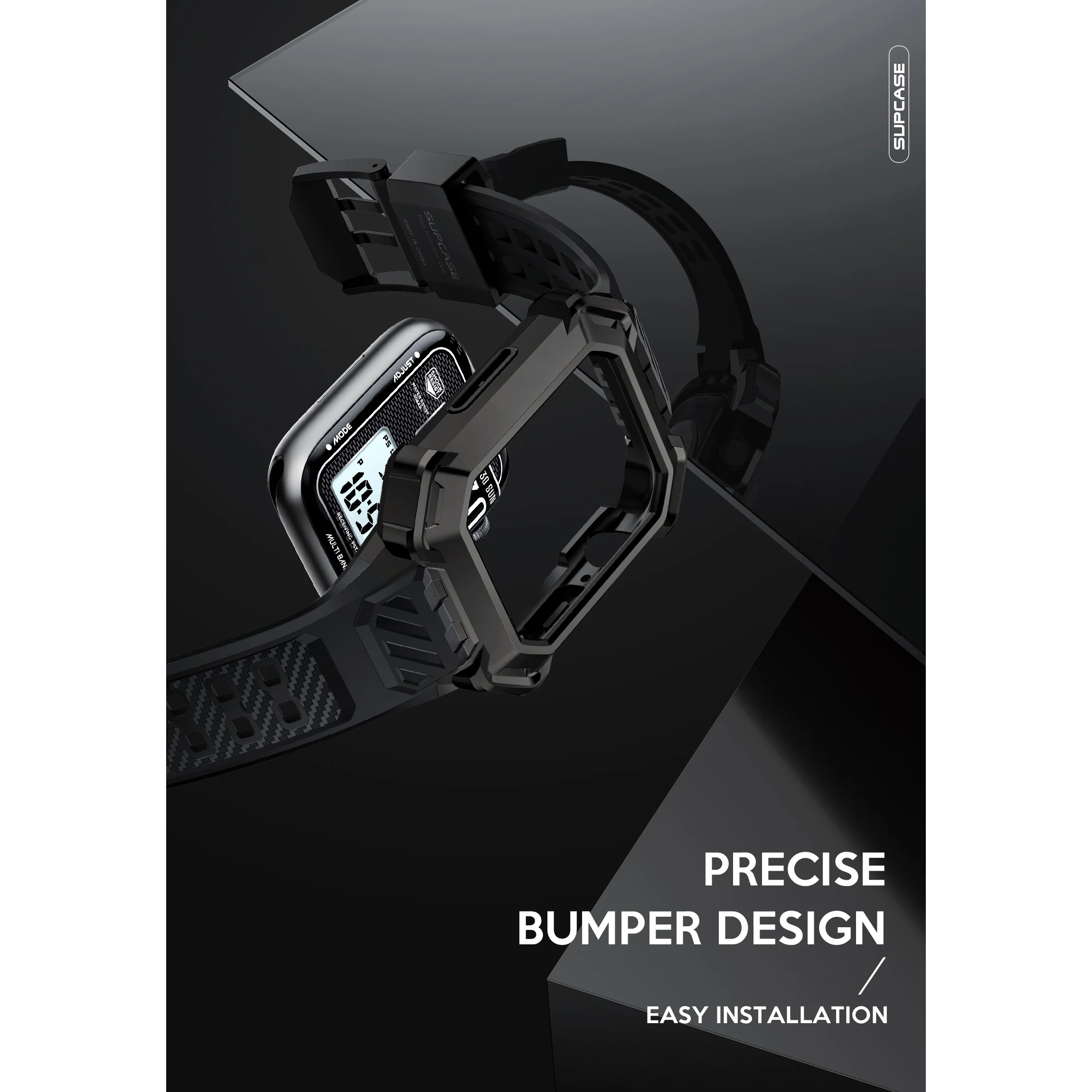 Apple Watch Unicorn Beetle PRO XT Rugged Metal Watch Band Case (44mm/45mm)-Gun Metal - Image 4