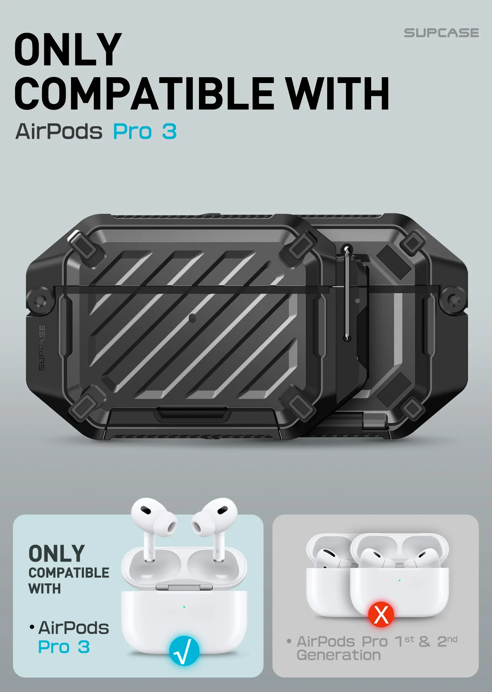 UB PRO Series Apple AirPods Pro 3 (2025) Unicorn Beetle Pro Rugged Case-Black - Image 4