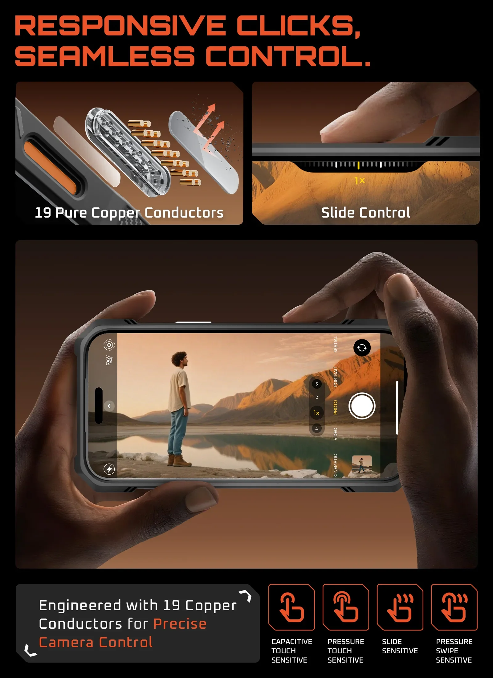 UB GRIP Series iPhone 17 Pro MagSafe Camera Control Button Phone Case - Coral - Image 12