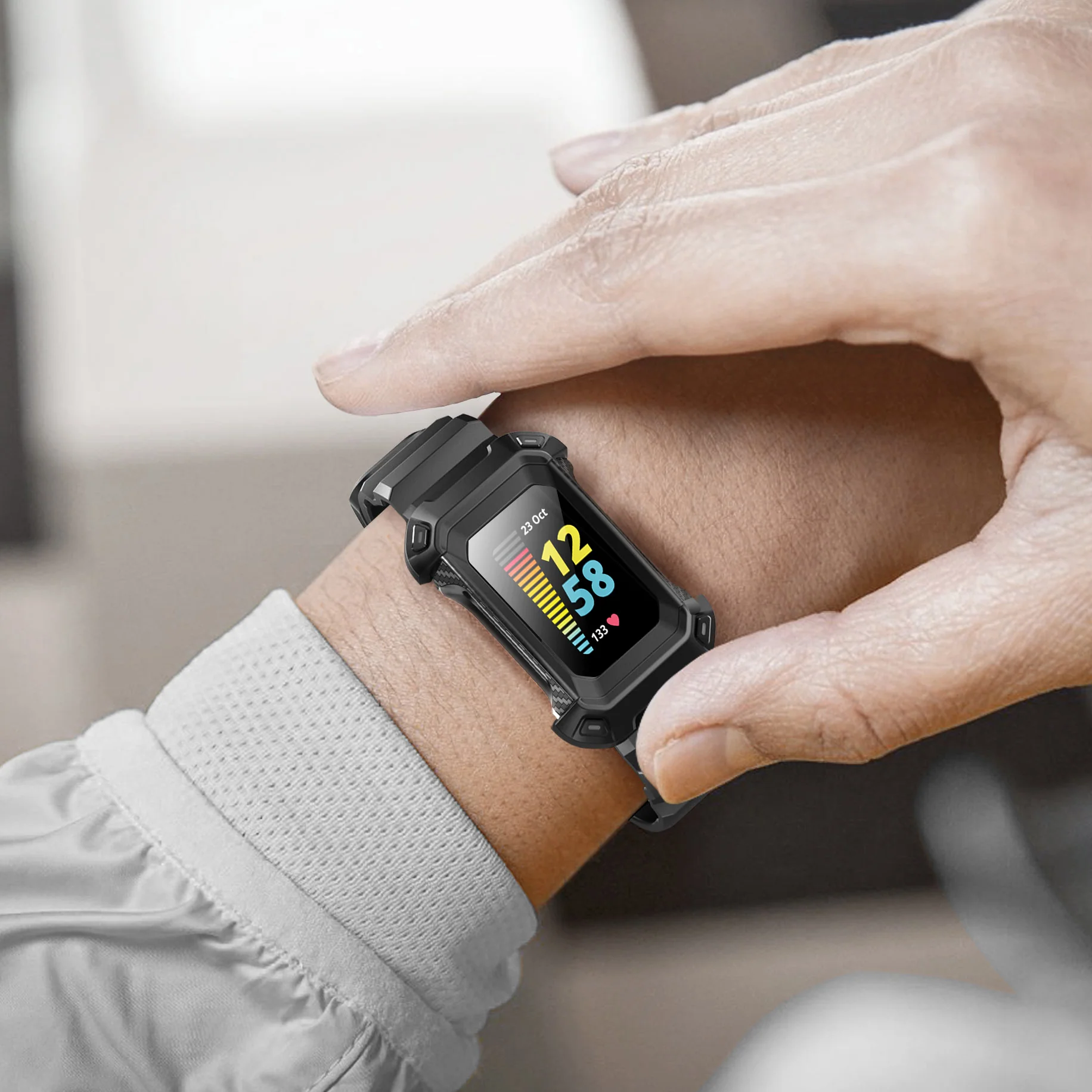 Fitbit Charge 5 Unicorn Beetle PRO Rugged Case and Band-Black - Image 6