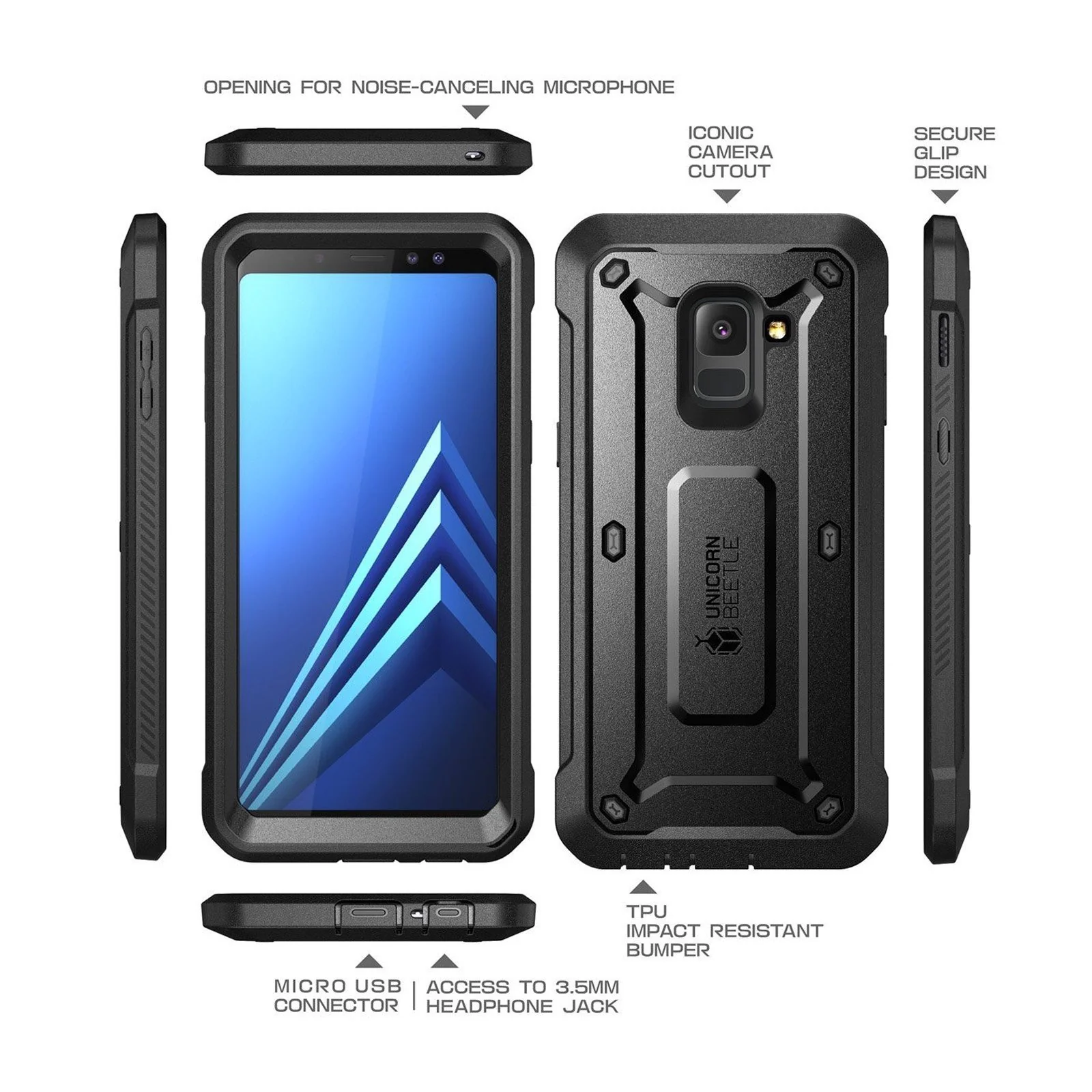 Galaxy A8 Plus Unicorn Beetle Pro Rugged Case-Black - Image 7