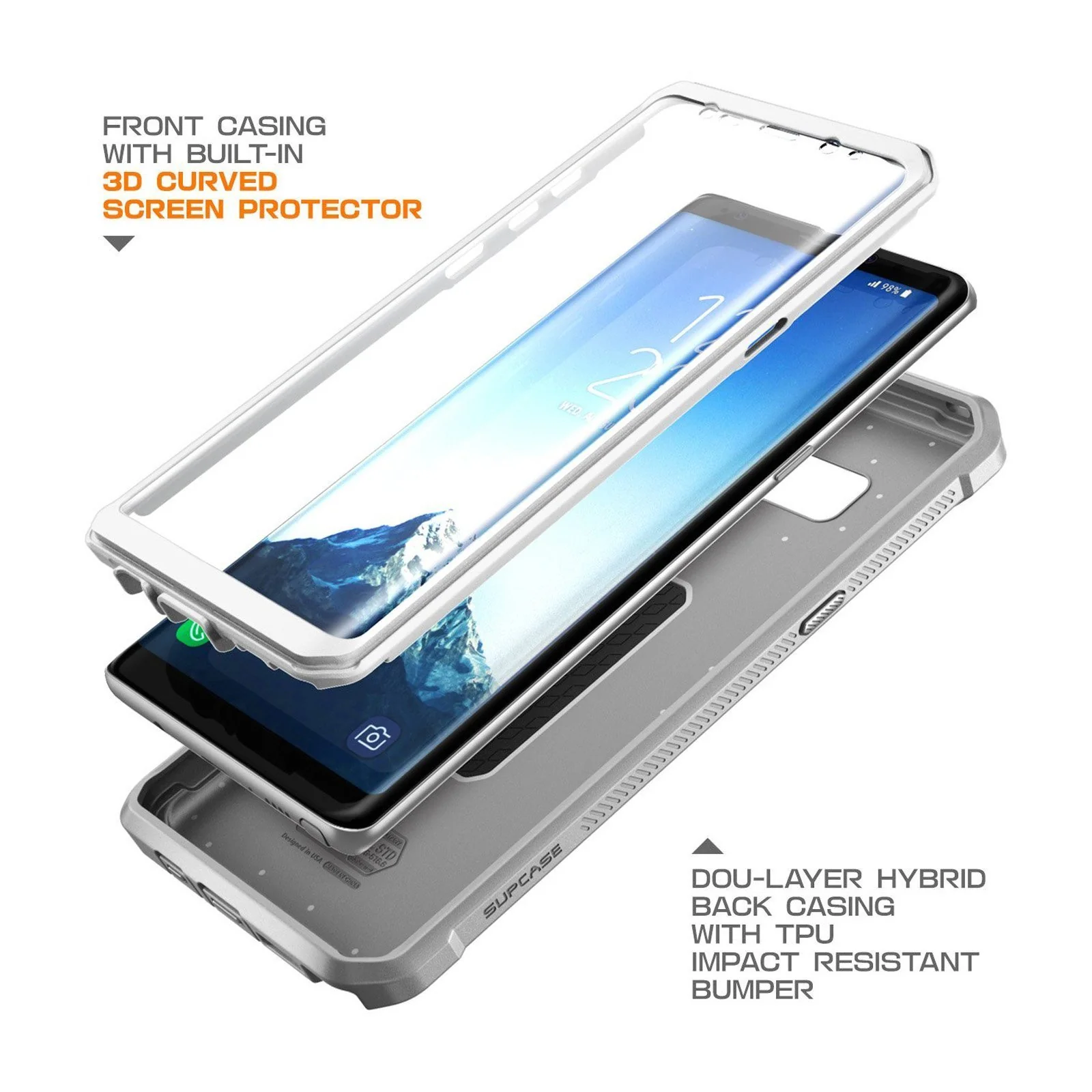 Galaxy Note8 Unicorn Beetle Pro Full Body Rugged Holster Case-White - Image 3