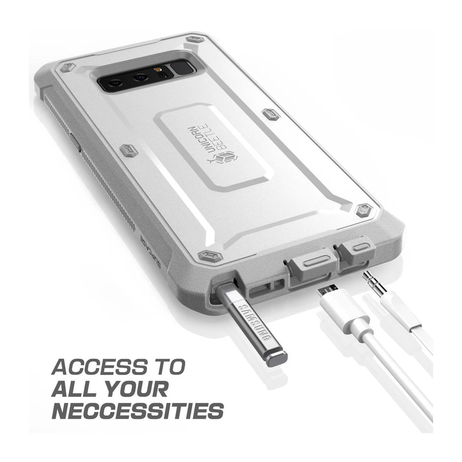 Galaxy Note8 Unicorn Beetle Pro Full Body Rugged Holster Case-White - Image 7