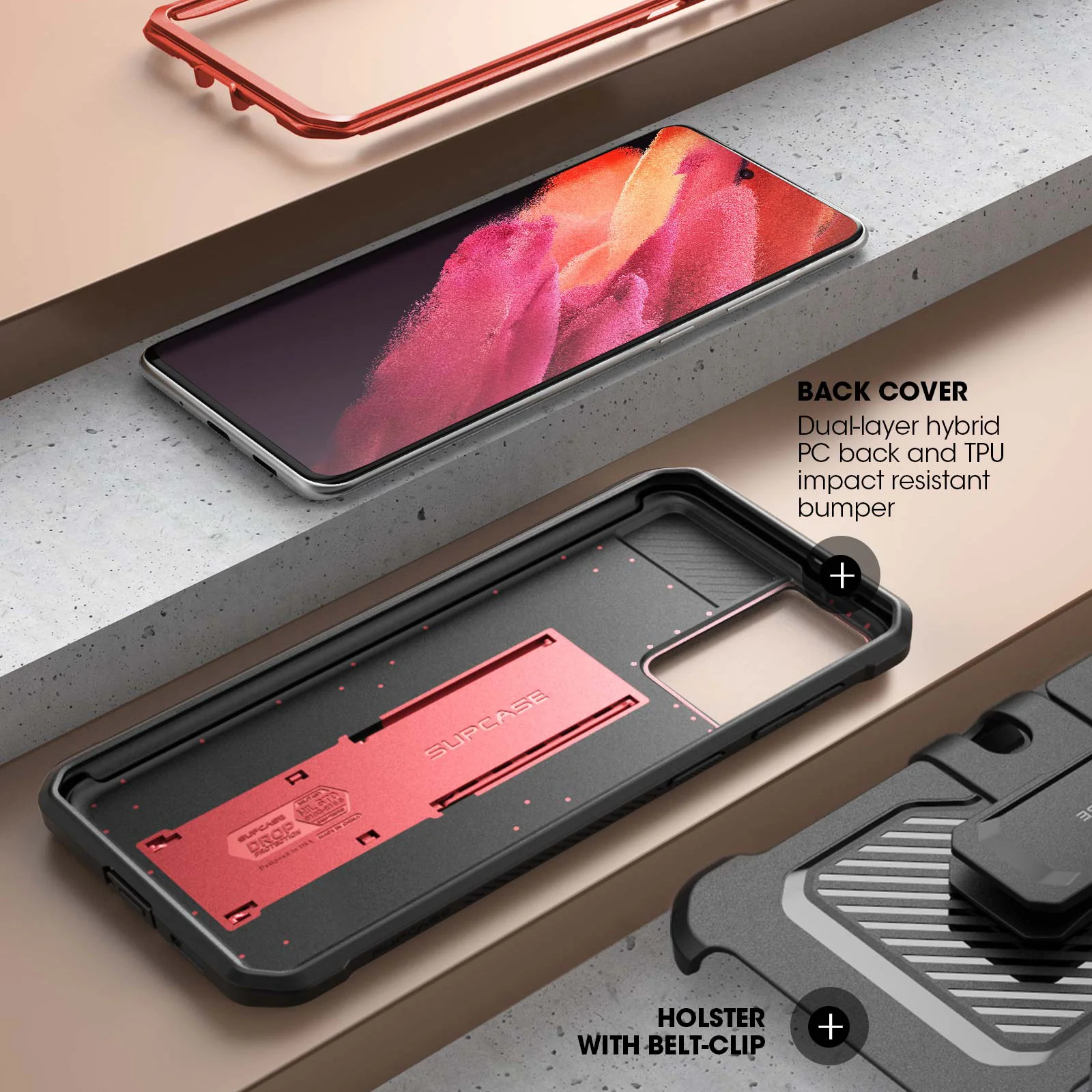 Galaxy S21 Ultra Unicorn Beetle Pro Rugged Case-Metallic Red - Image 5