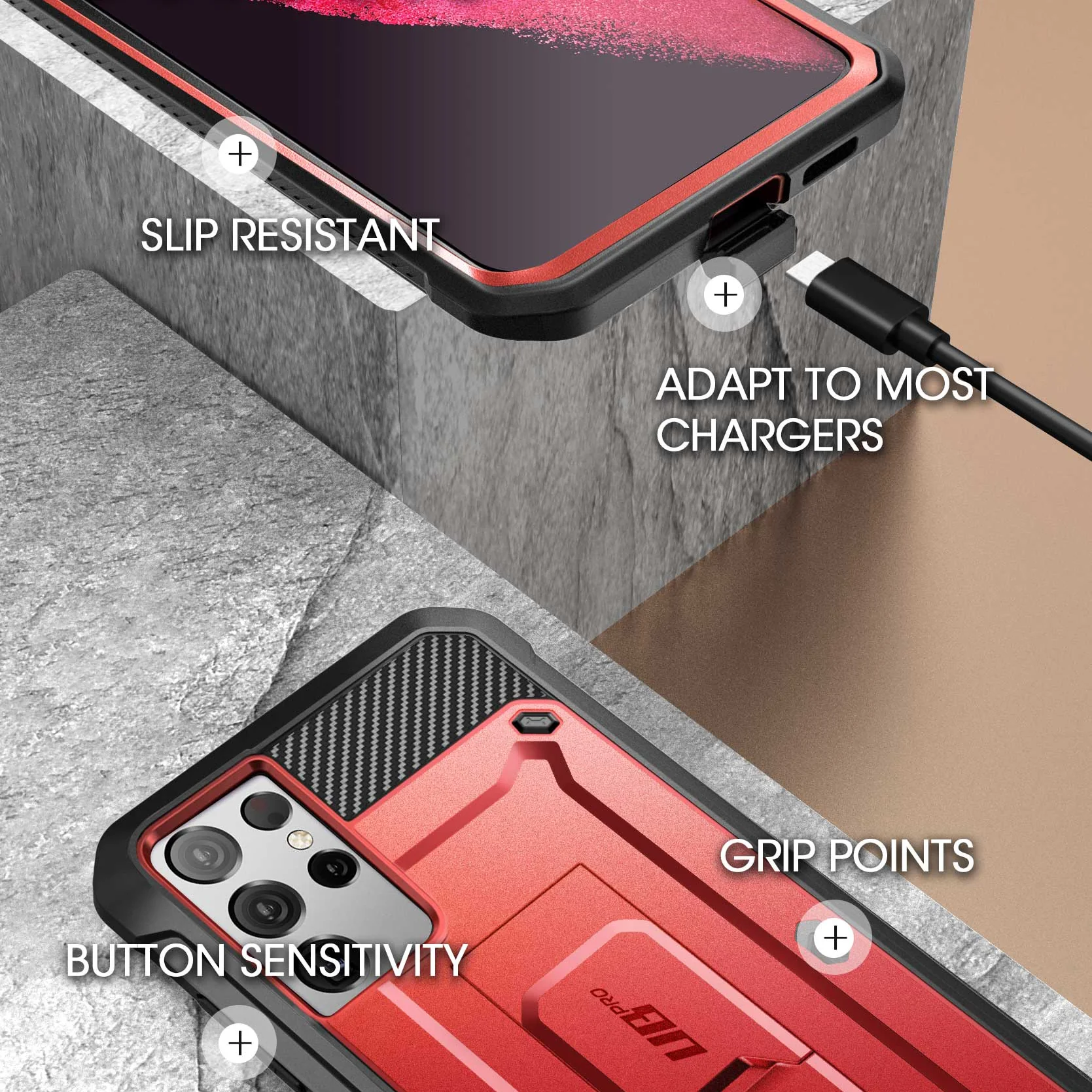 Galaxy S21 Ultra Unicorn Beetle Pro Rugged Case-Metallic Red - Image 7