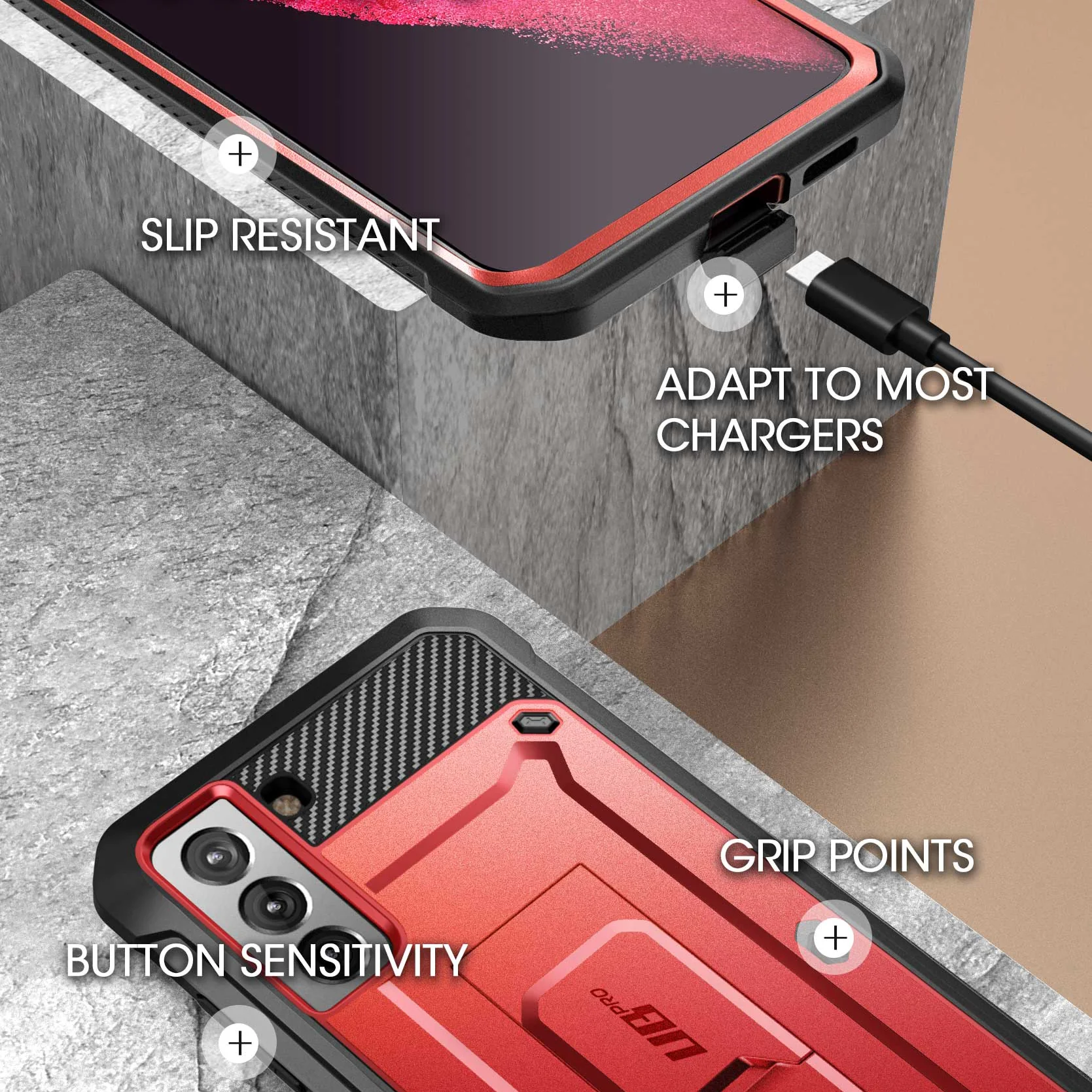 Galaxy S21 Unicorn Beetle Pro Rugged Case-Metallic Red - Image 7