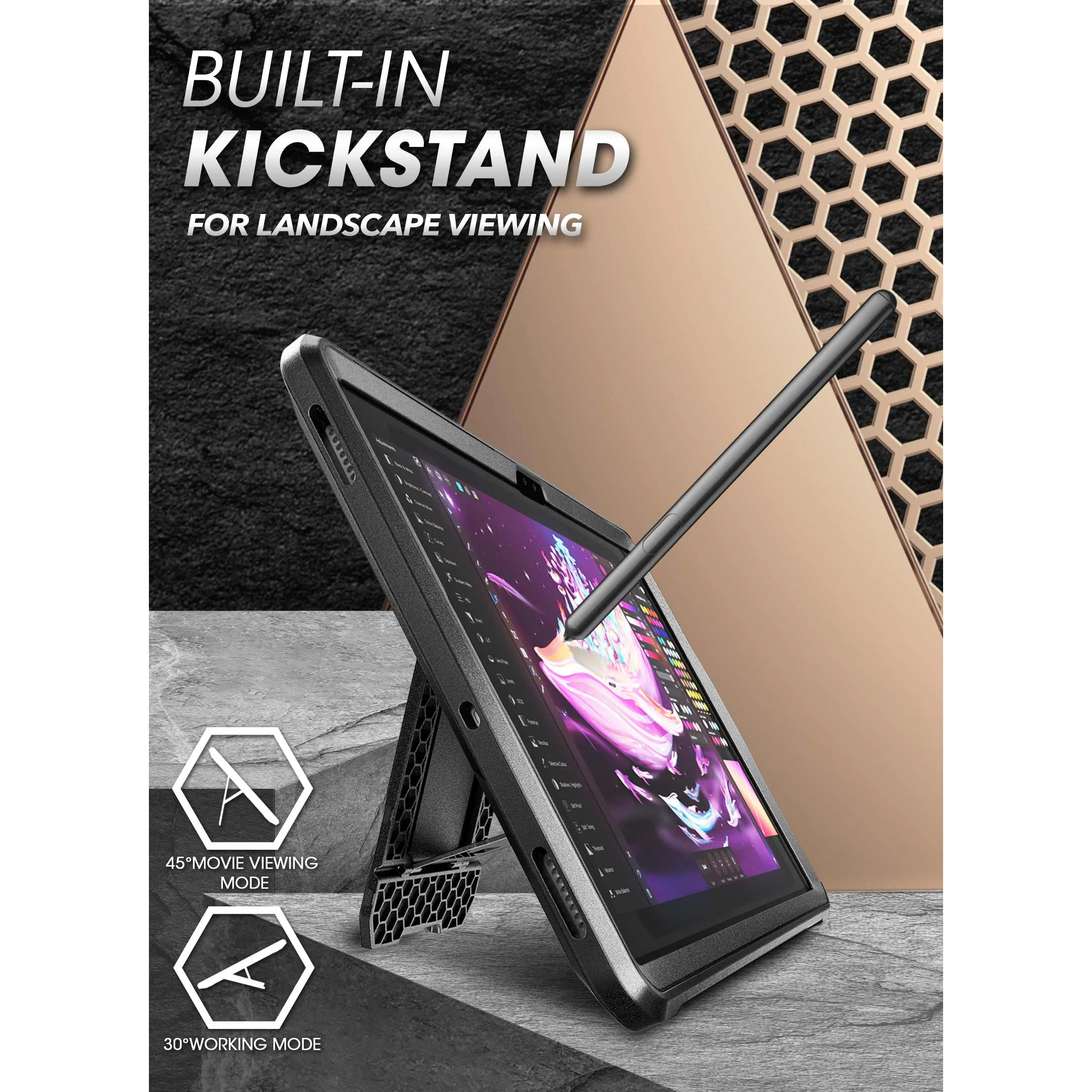 Galaxy Tab S8 Ultra (2022) Unicorn Beetle Pro Rugged Case(Open-Box)-Black - Image 3