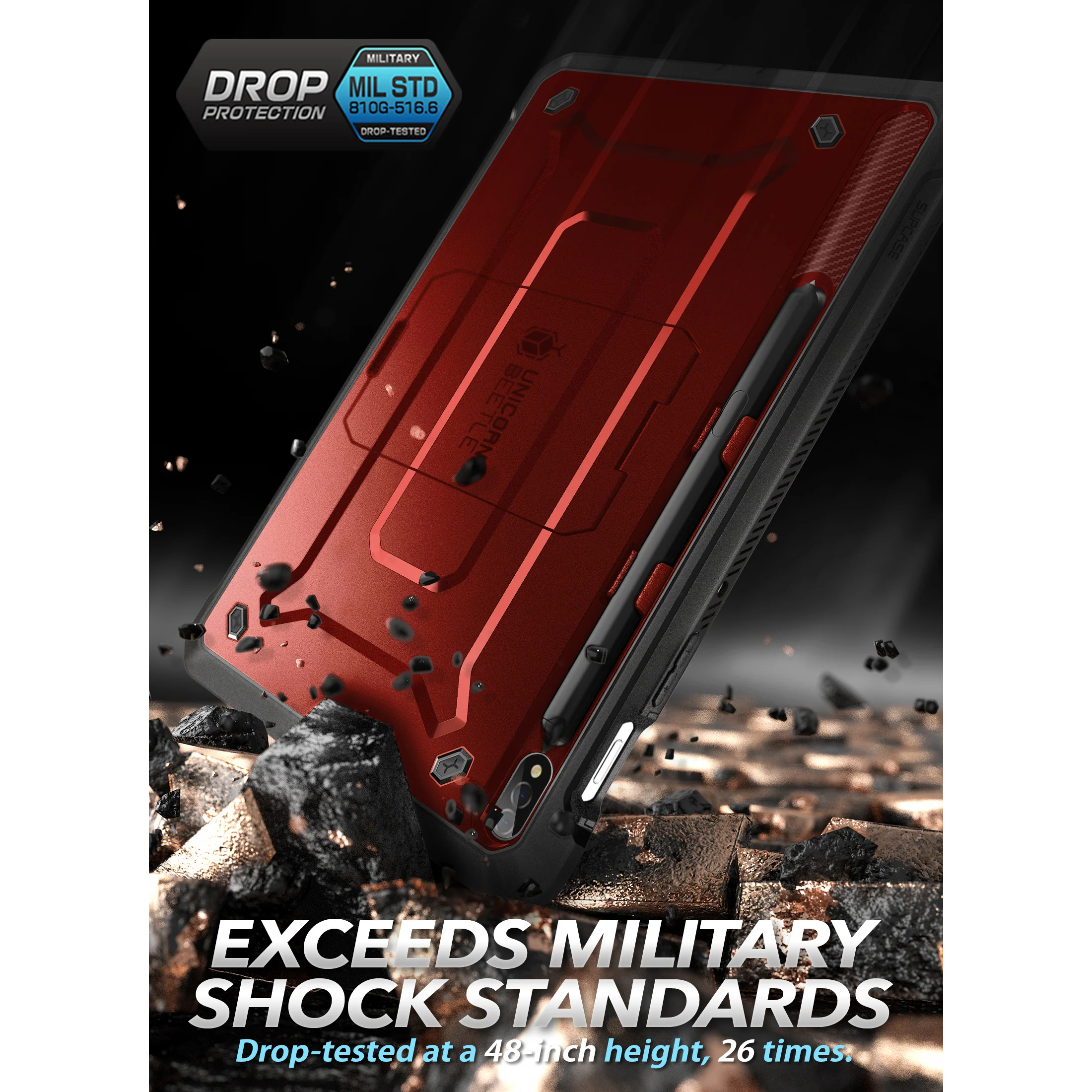 Galaxy Tab S8 Ultra (2022) Unicorn Beetle Pro Rugged Case(open box)-Metallic Red - Image 6