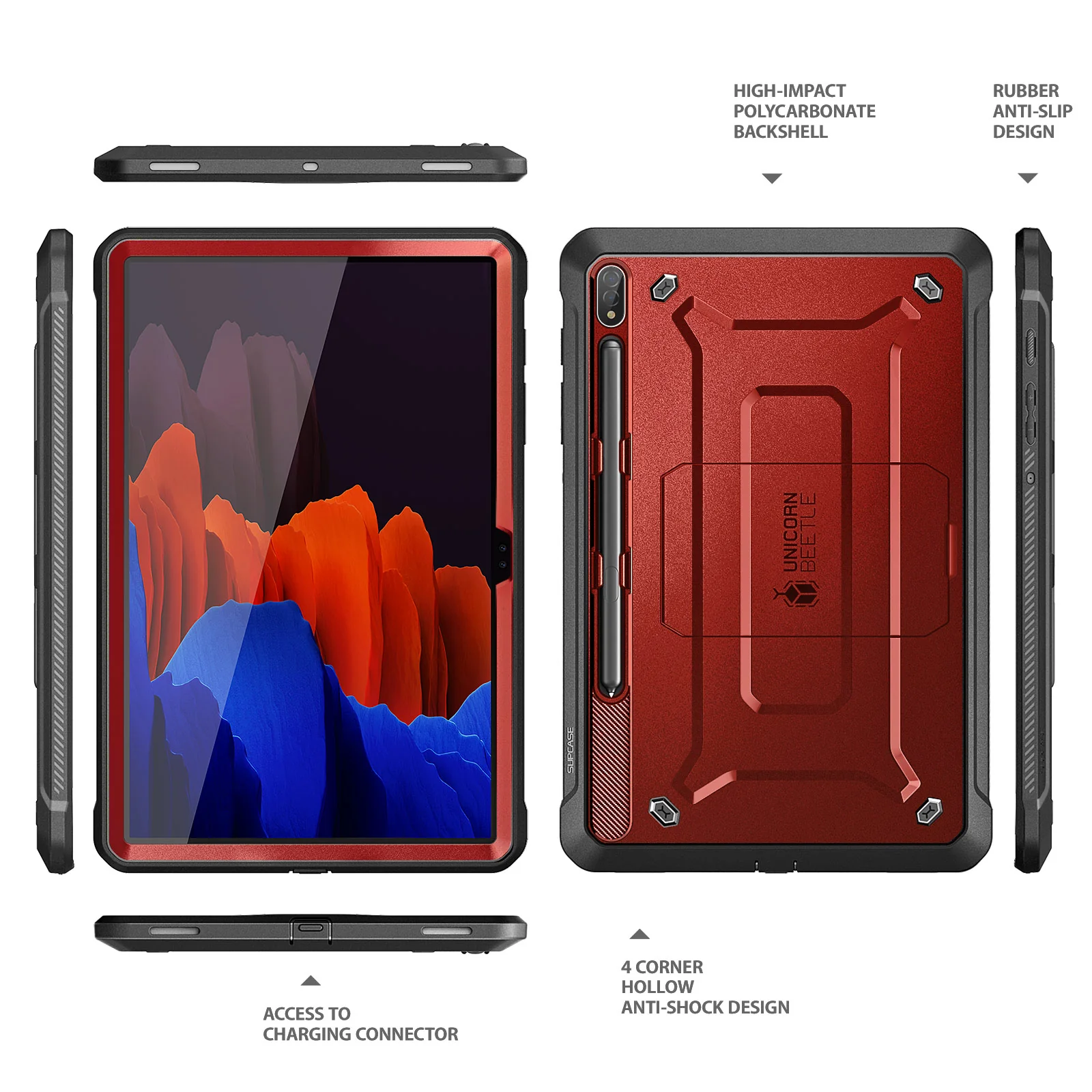 Galaxy Tab S8 Ultra (2022) Unicorn Beetle Pro Rugged Case(open box)-Metallic Red - Image 8