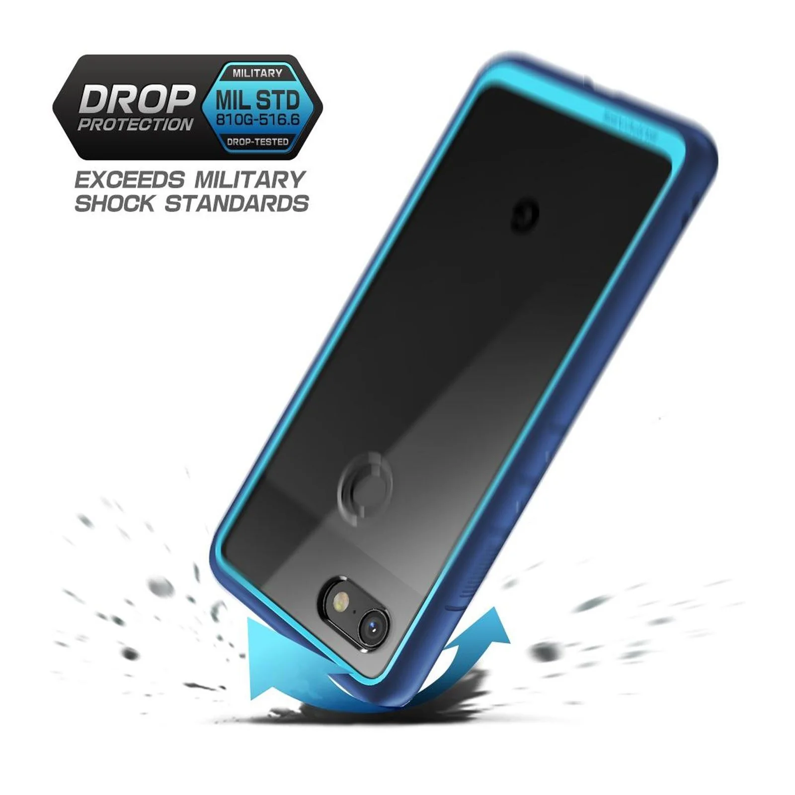 Google Pixel 3 Unicorn Beetle Style Protective Clear Case with TPU Bumper-Blue - Image 3