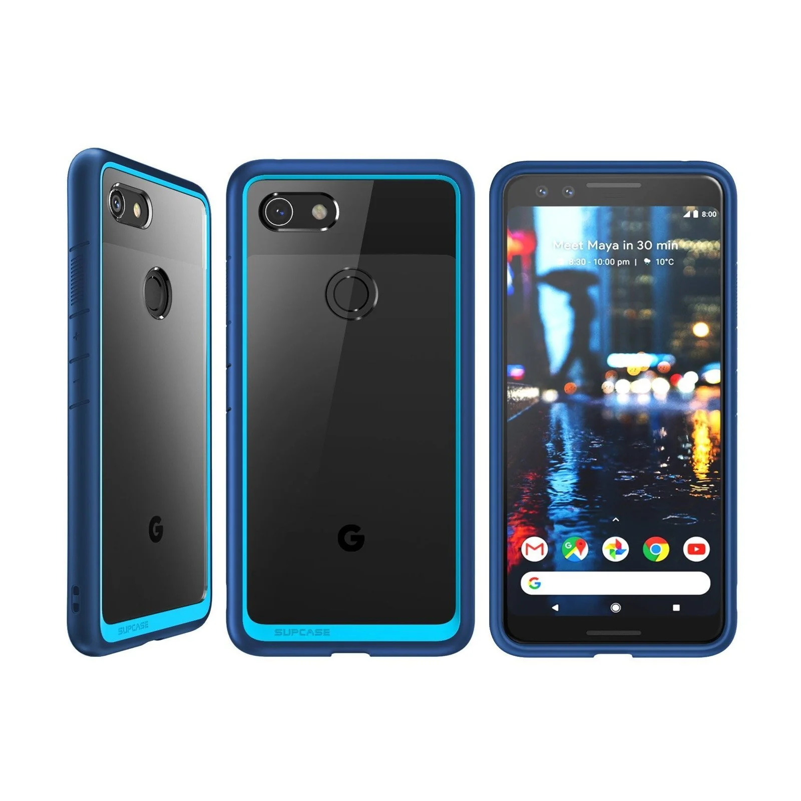 Google Pixel 3 Unicorn Beetle Style Protective Clear Case with TPU Bumper-Blue - Image 6