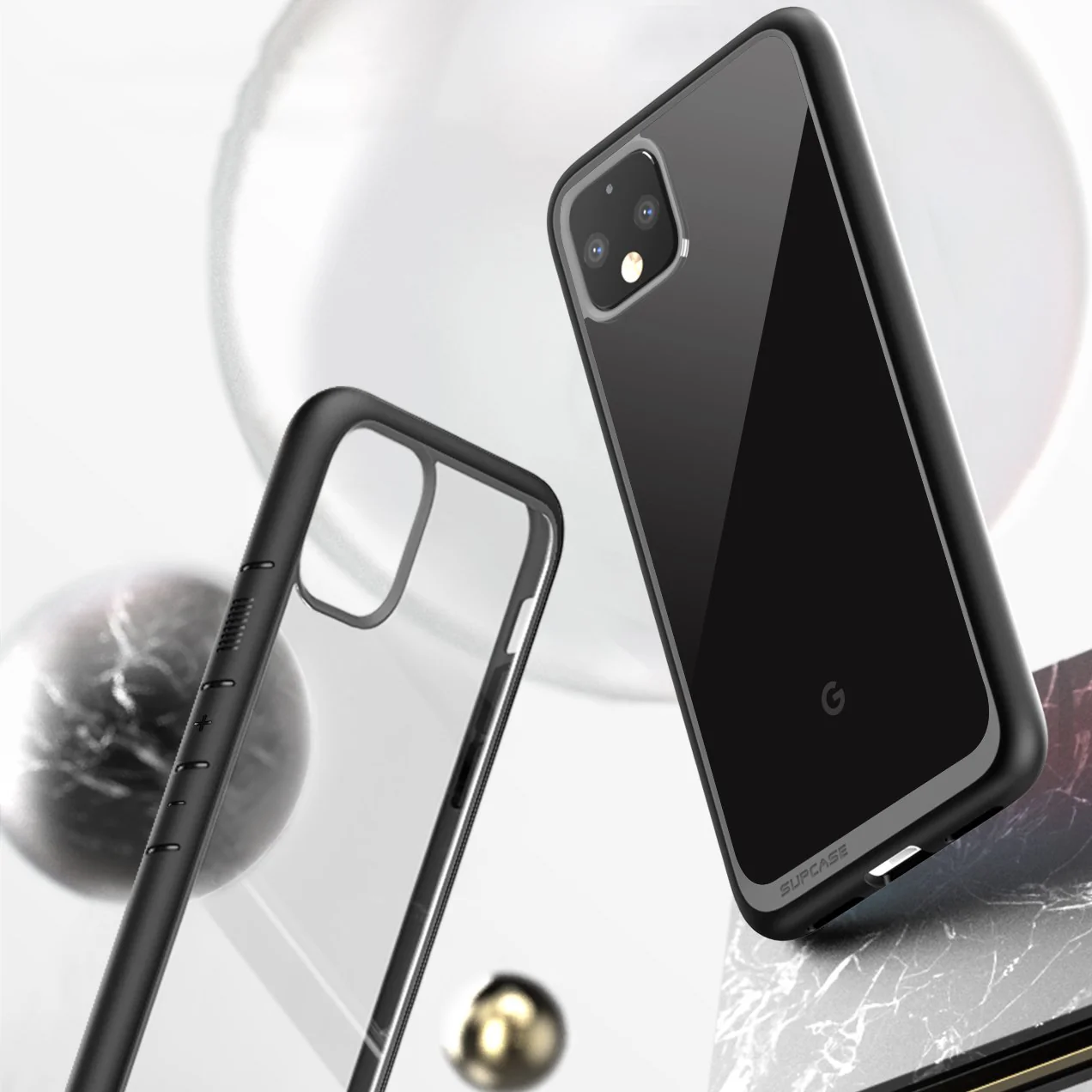 Google Pixel 4 Unicorn Beetle Style Clear Case-Black - Image 3