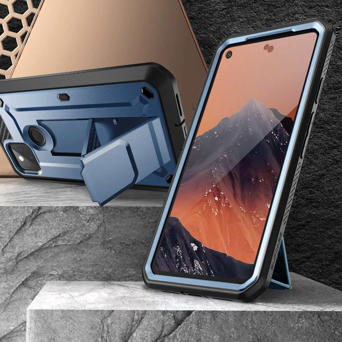 Google Pixel 5 (2020) Unicorn Beetle PRO Rugged Holster Case-Metallic Blue - Image 5