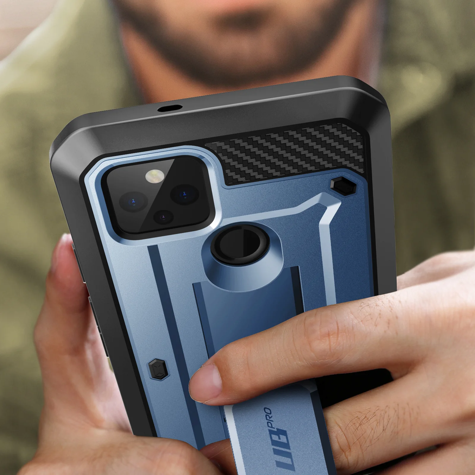 Google Pixel 5 (2020) Unicorn Beetle PRO Rugged Holster Case-Metallic Blue - Image 8