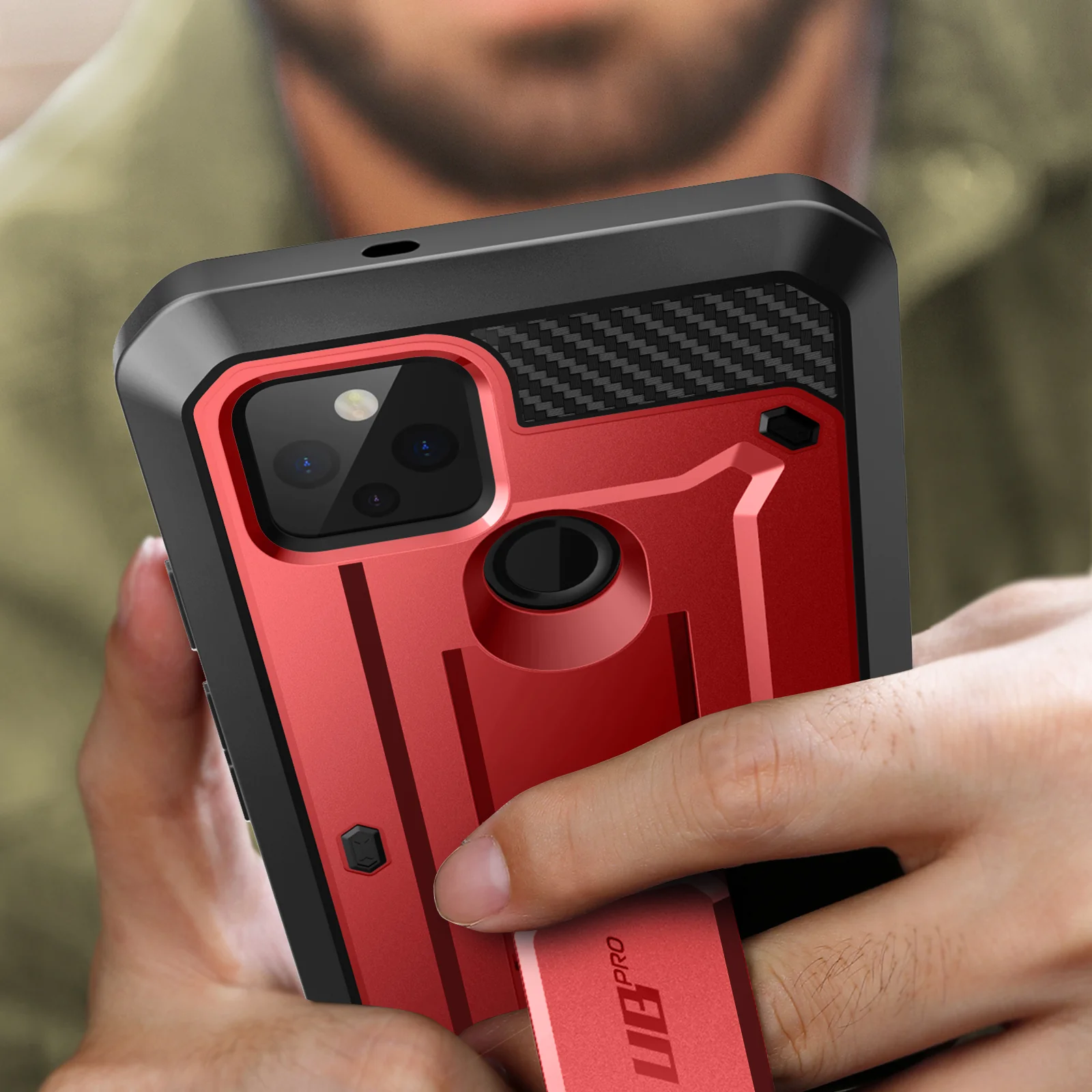 Google Pixel 5 (2020) Unicorn Beetle PRO Rugged Holster Case-Metallic Red - Image 8