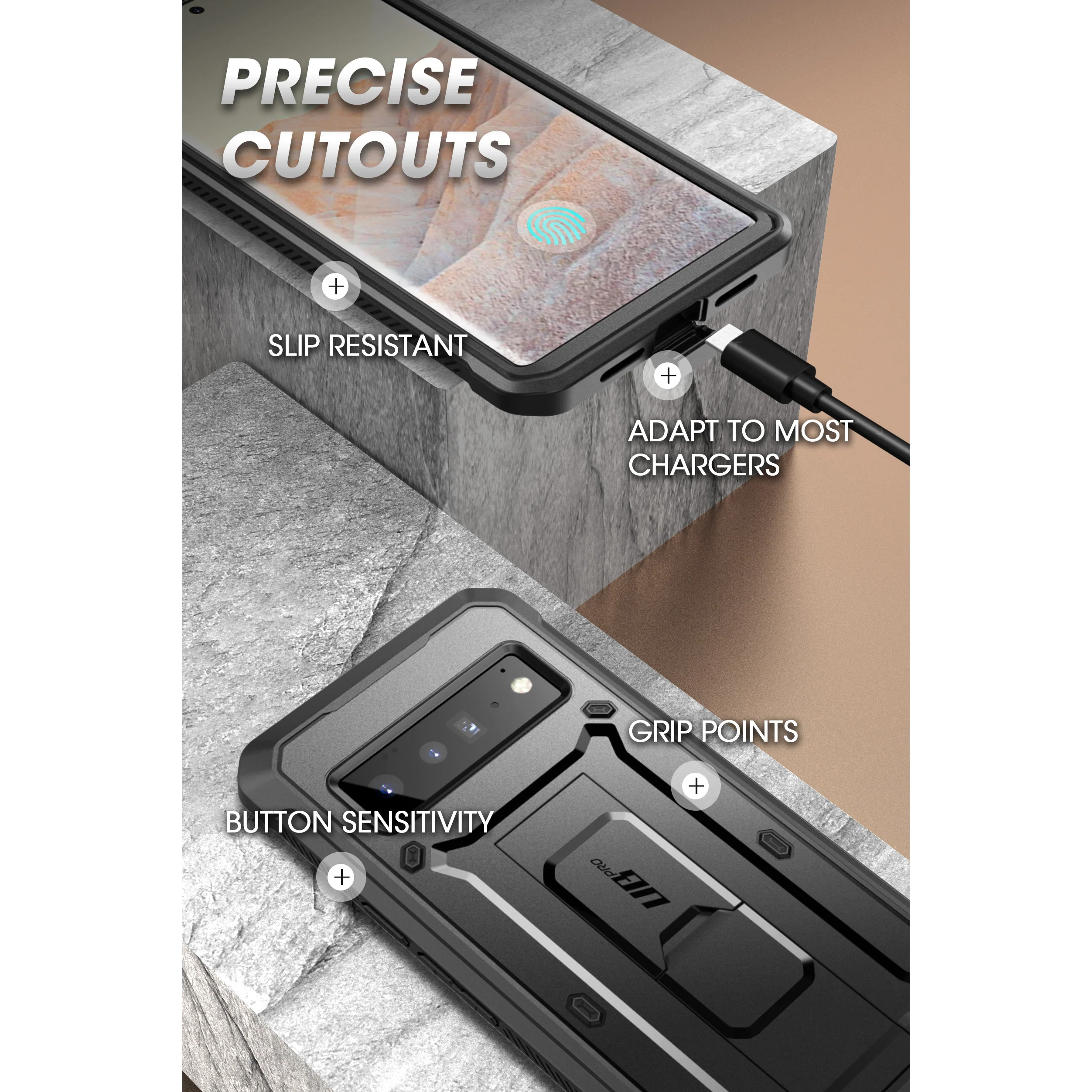 Google Pixel 6 Pro Unicorn Beetle PRO Rugged Holster Case-Black - Image 3