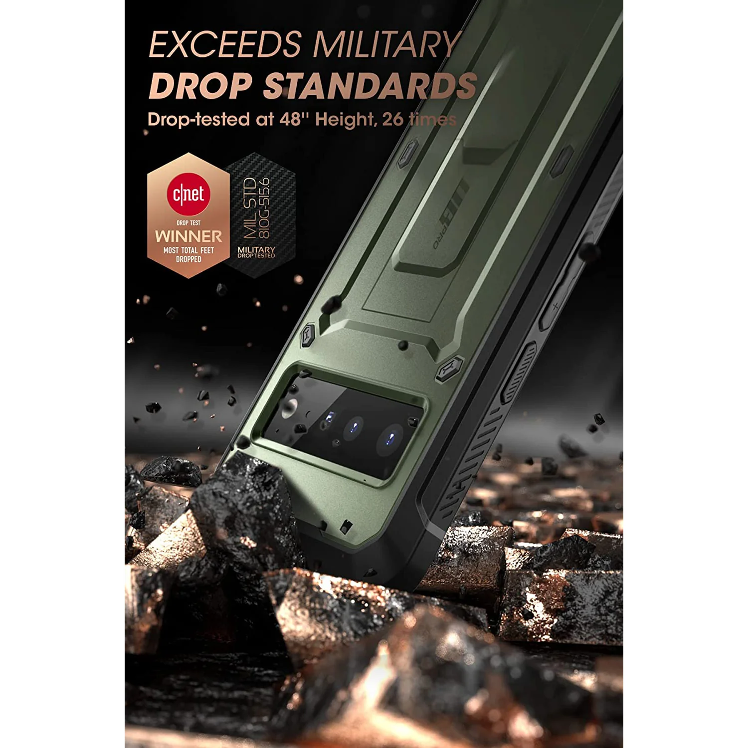 Google Pixel 6 Pro Unicorn Beetle PRO Rugged Holster Case-Dark Green - Image 4