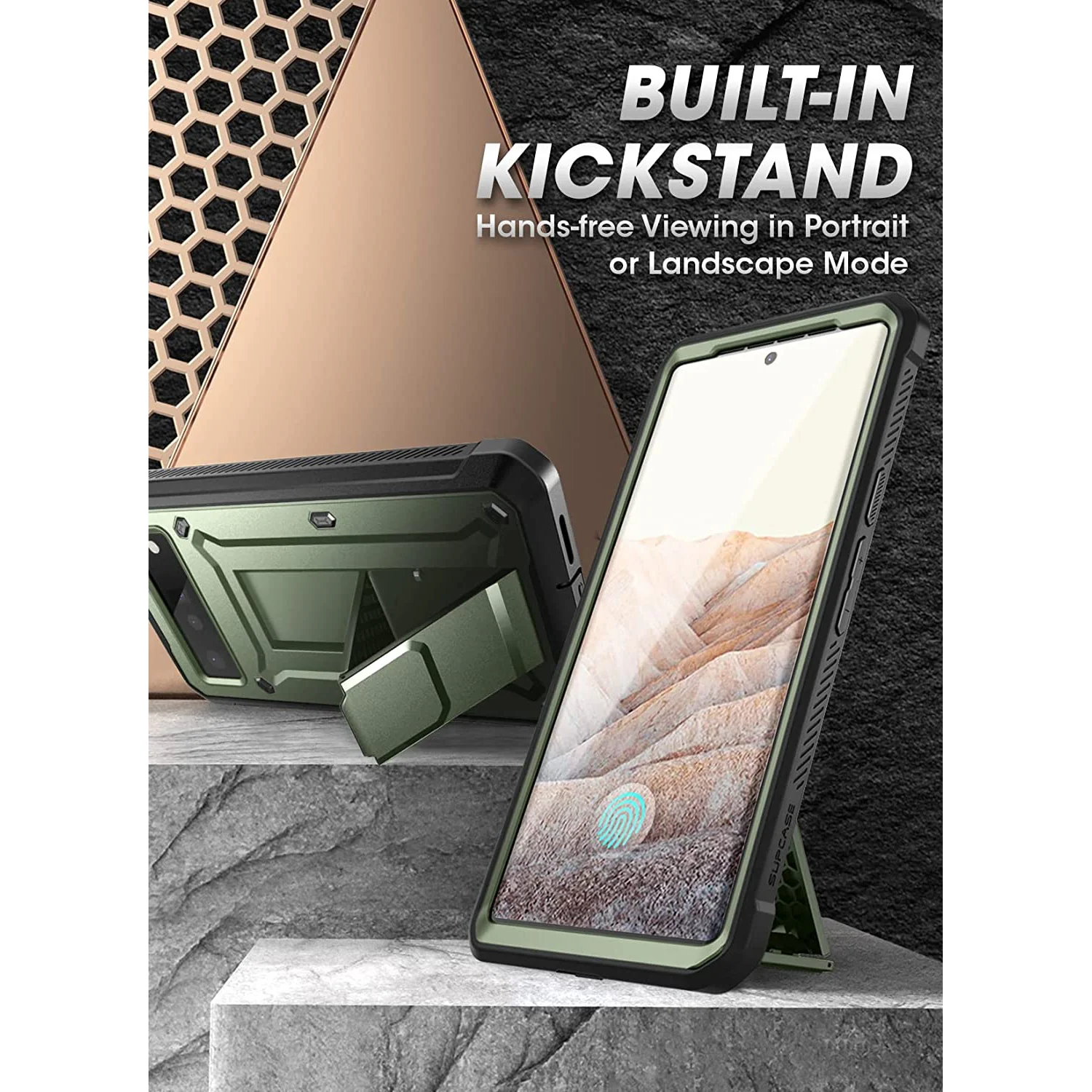 Google Pixel 6 Pro Unicorn Beetle PRO Rugged Holster Case-Dark Green - Image 5