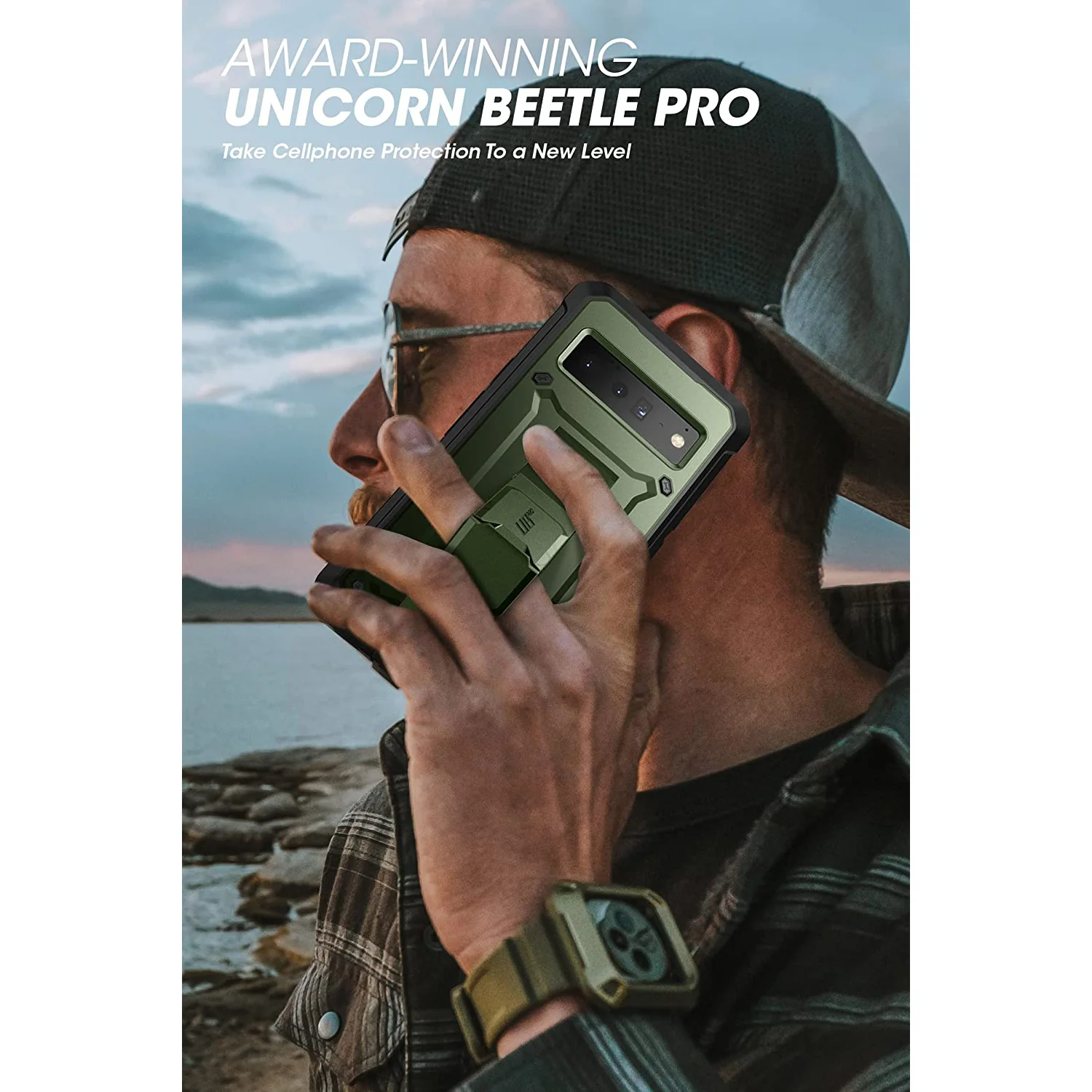 Google Pixel 6 Pro Unicorn Beetle PRO Rugged Holster Case-Dark Green - Image 9