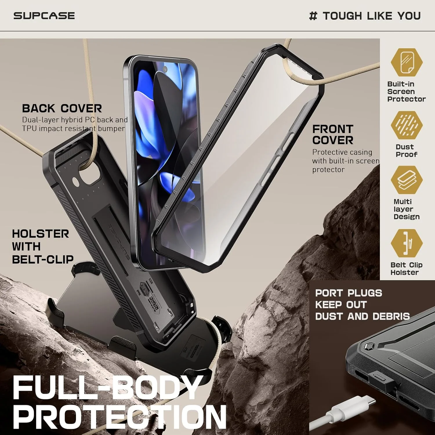 OPEN BOX | Google Pixel 9a Unicorn Beetle PRO Rugged Phone Case - Black - Image 4