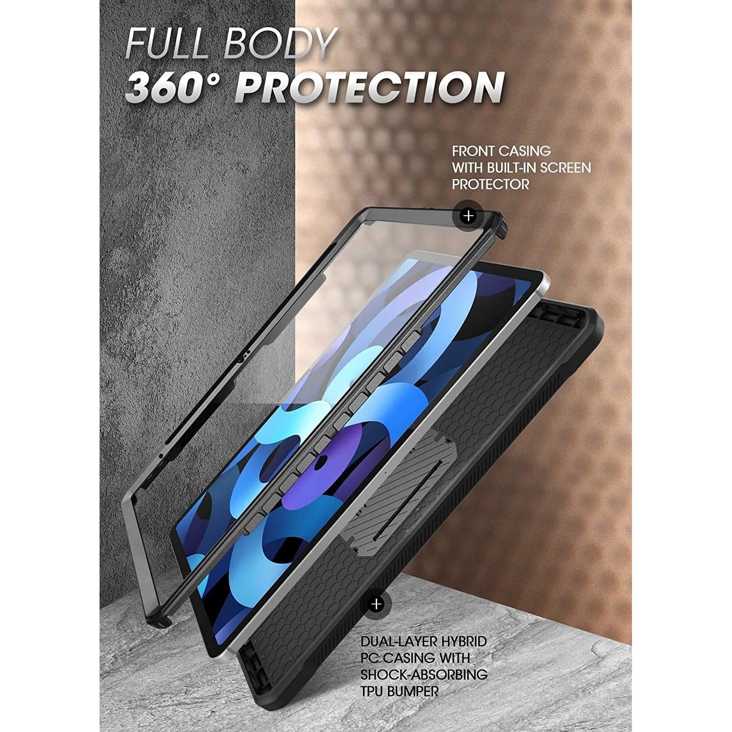 iPad 10.9" 2022 Unicorn Beetle PRO Rugged Kickstand Case(open box)-Black - Image 4