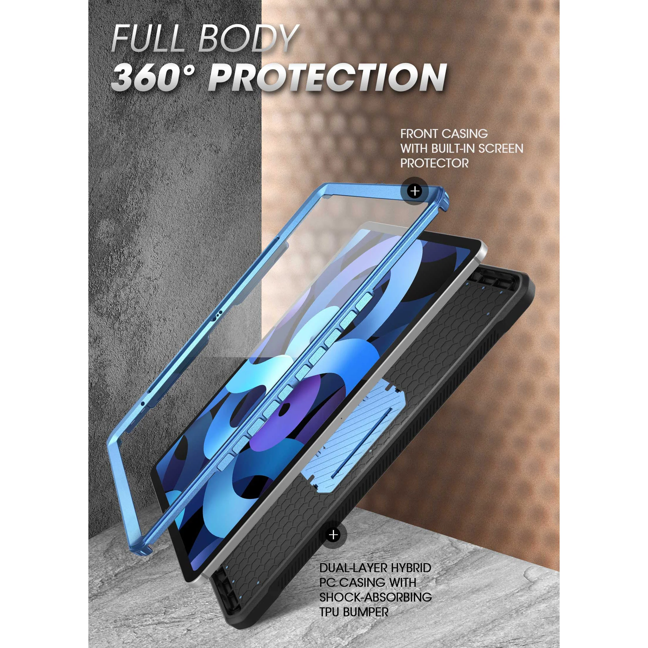 iPad 10.9" 2022 Unicorn Beetle PRO Rugged Kickstand Case(open box)-Metallic Blue - Image 4