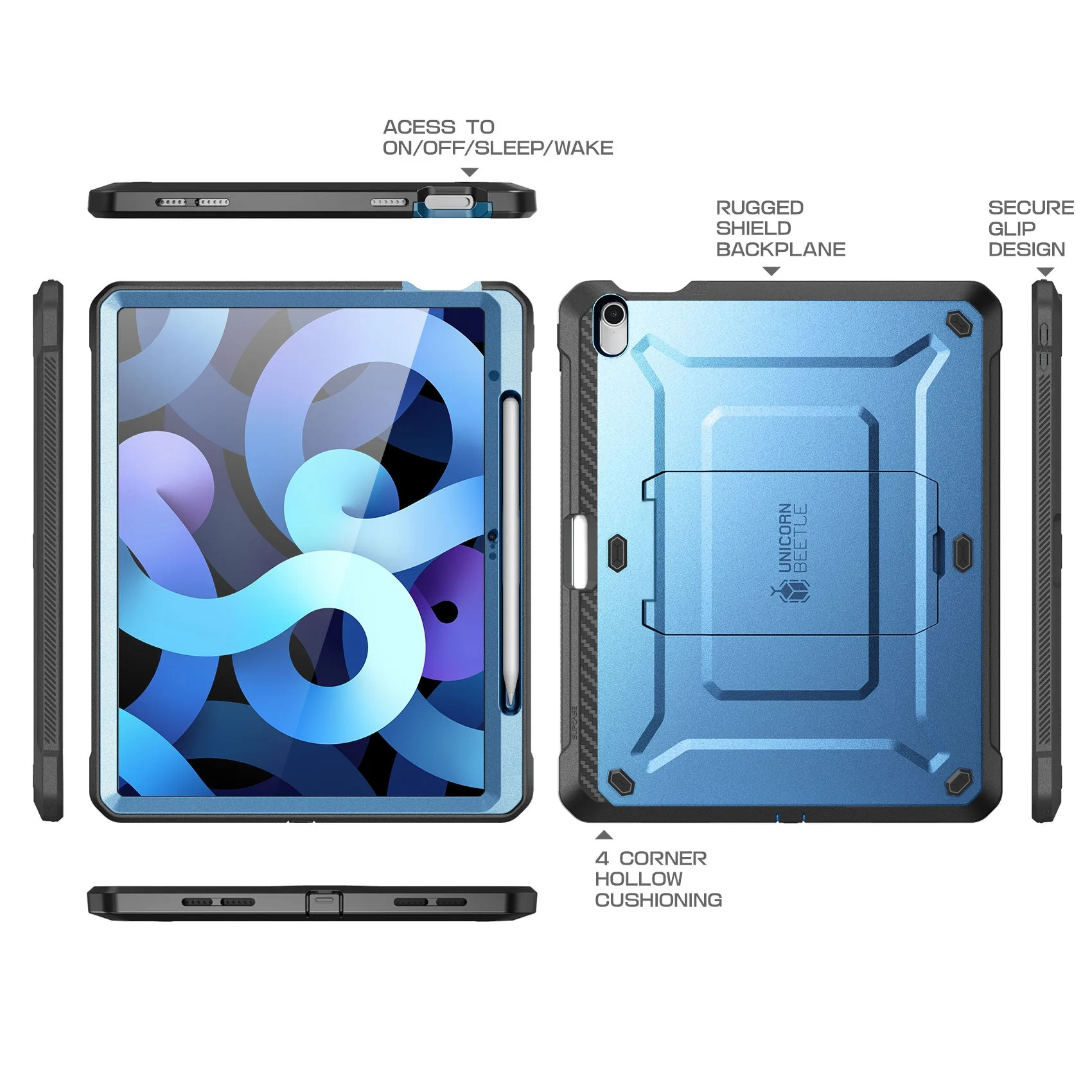 iPad 10.9" 2022 Unicorn Beetle PRO Rugged Kickstand Case(open box)-Metallic Blue - Image 8