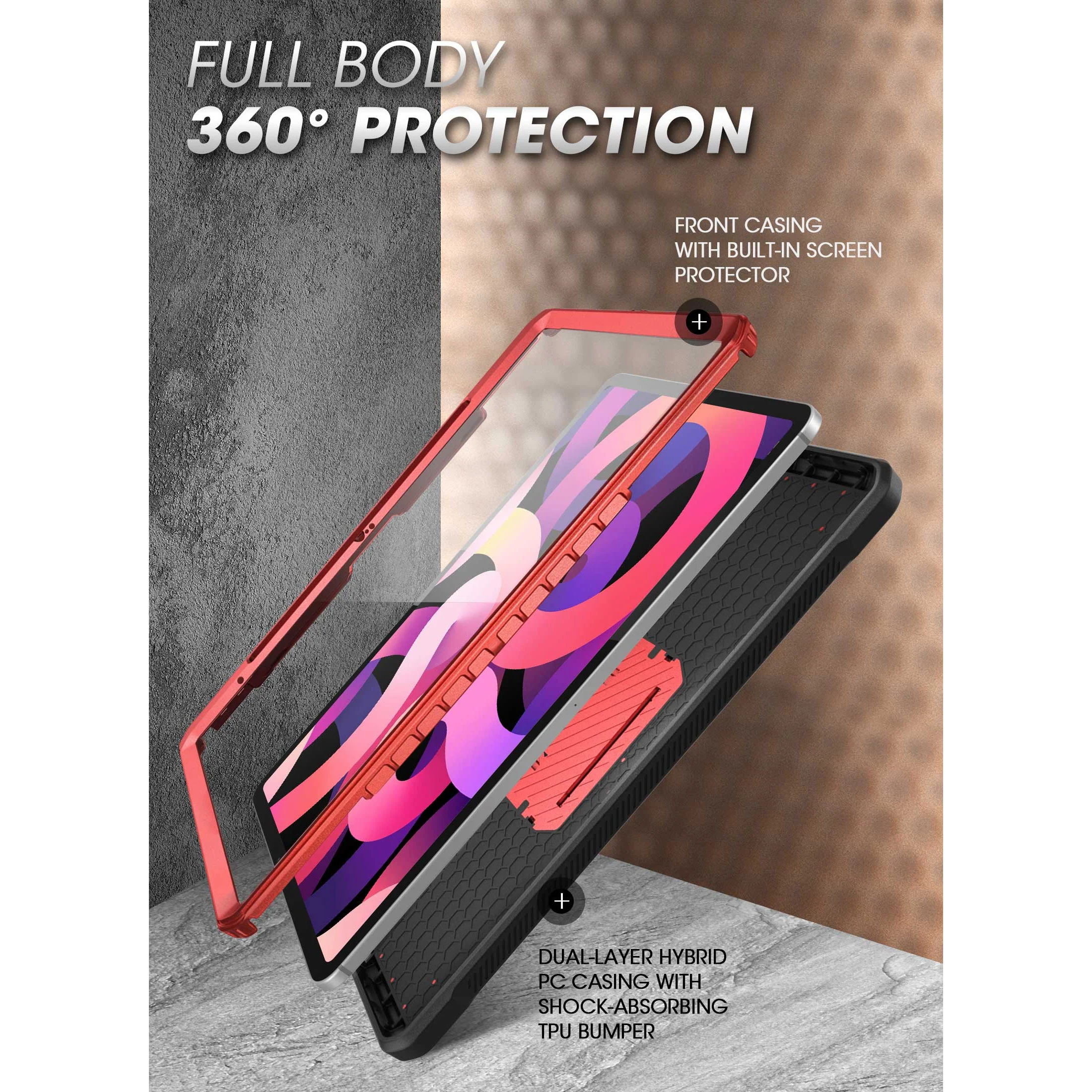iPad 10.9" 2022 Unicorn Beetle PRO Rugged Kickstand Case(open box)-Metallic Red - Image 4