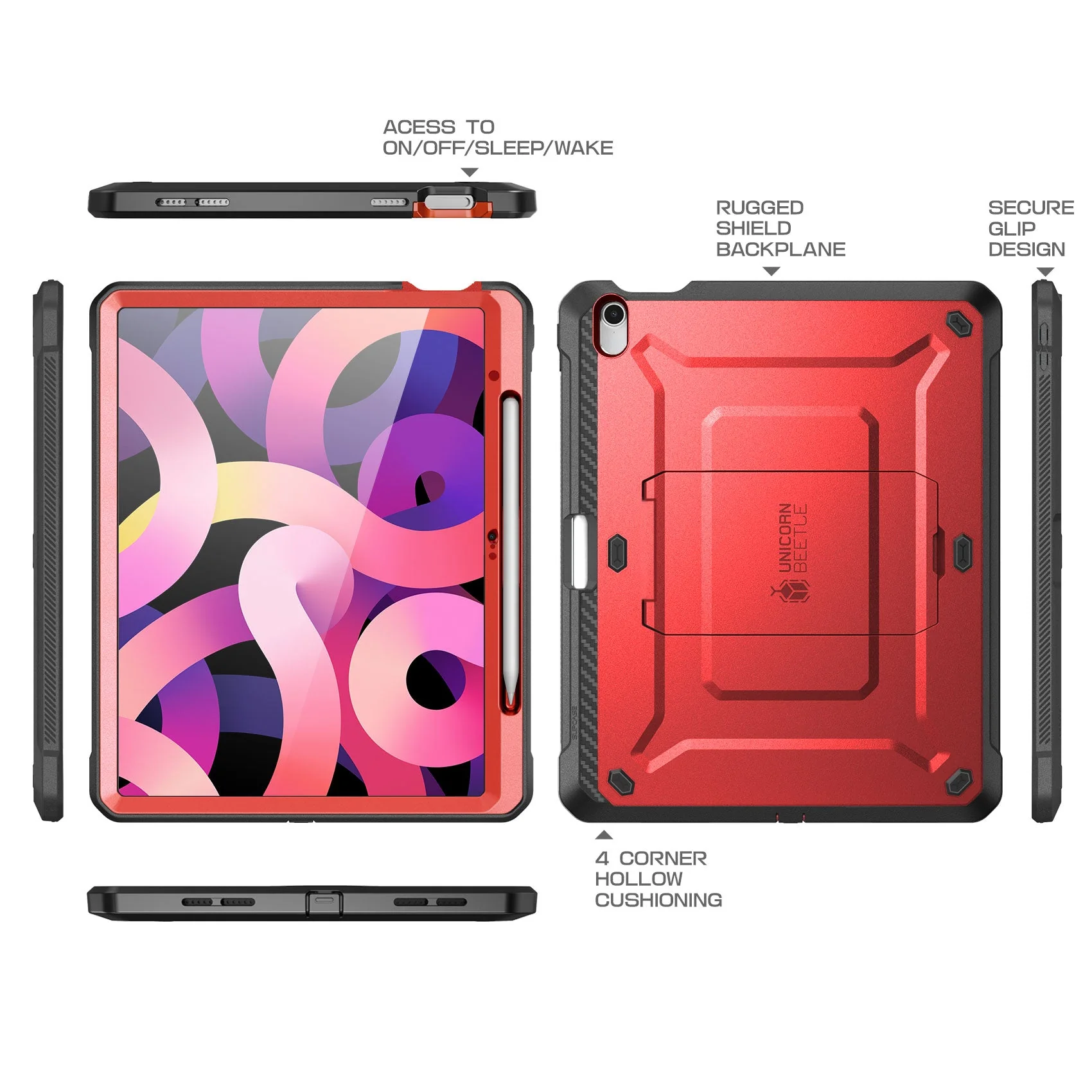 iPad 10.9" 2022 Unicorn Beetle PRO Rugged Kickstand Case(open box)-Metallic Red - Image 8
