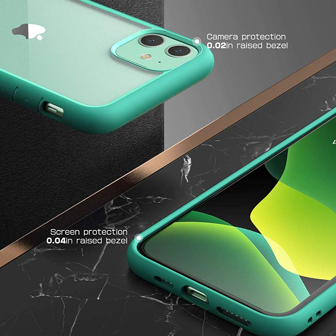 iPhone 11 6.1 inch Unicorn Beetle Style Slim Clear Case-Green - Image 5